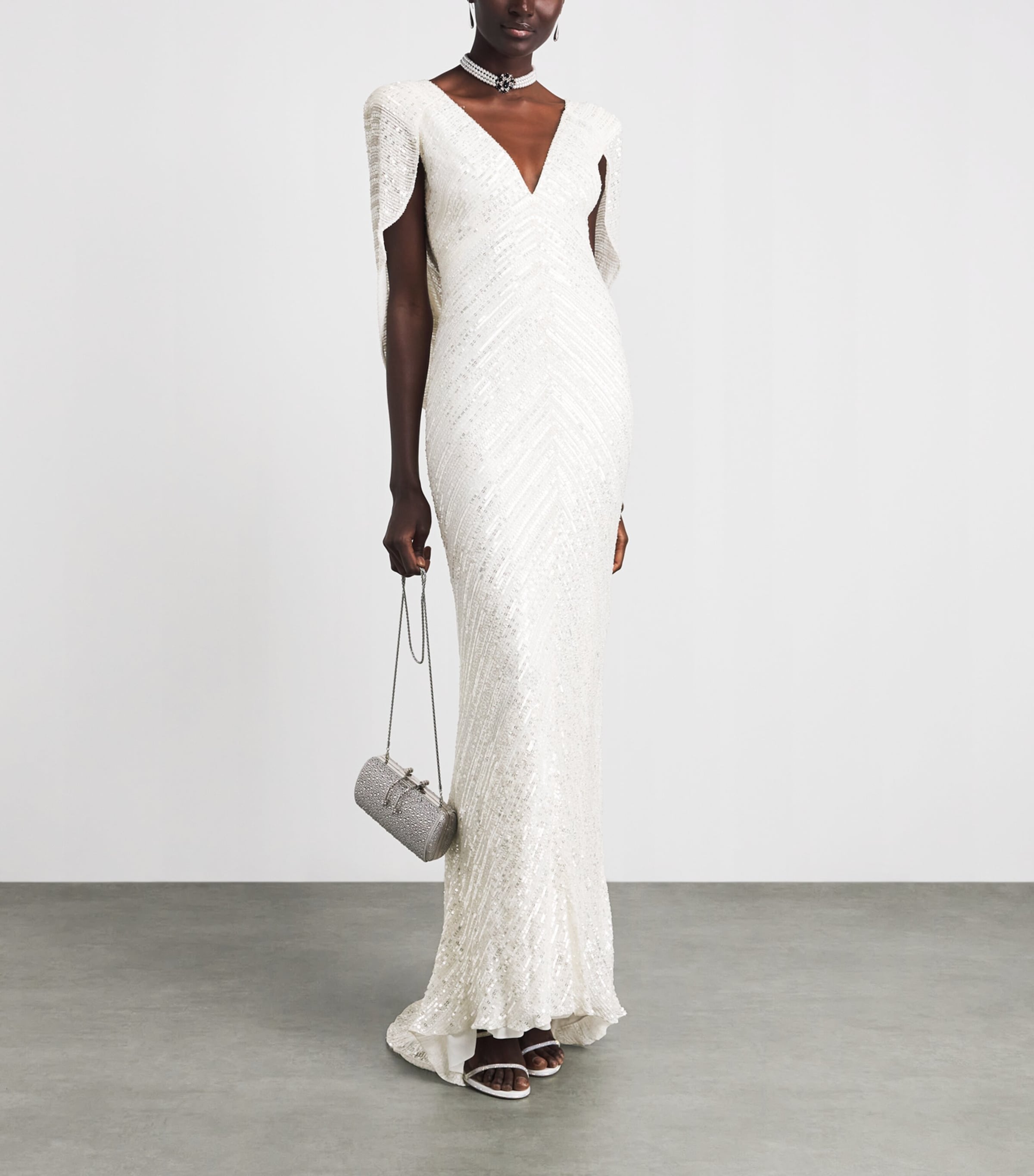 Jenny Packham Womens Sequin Fiore Gown Ivory Image 2