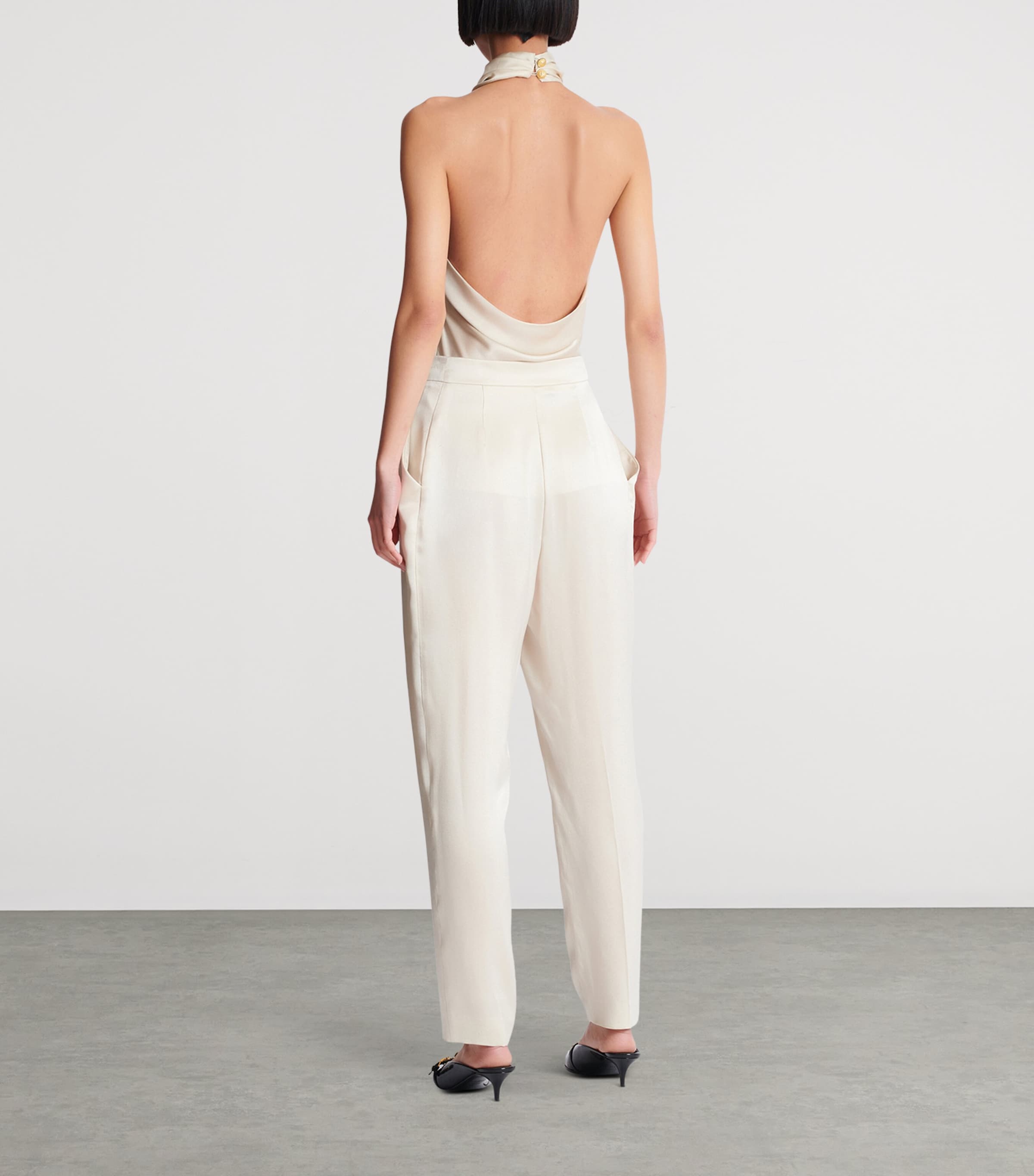 Silk Straight Tailored Trousers 0AS BEIGE Image 3