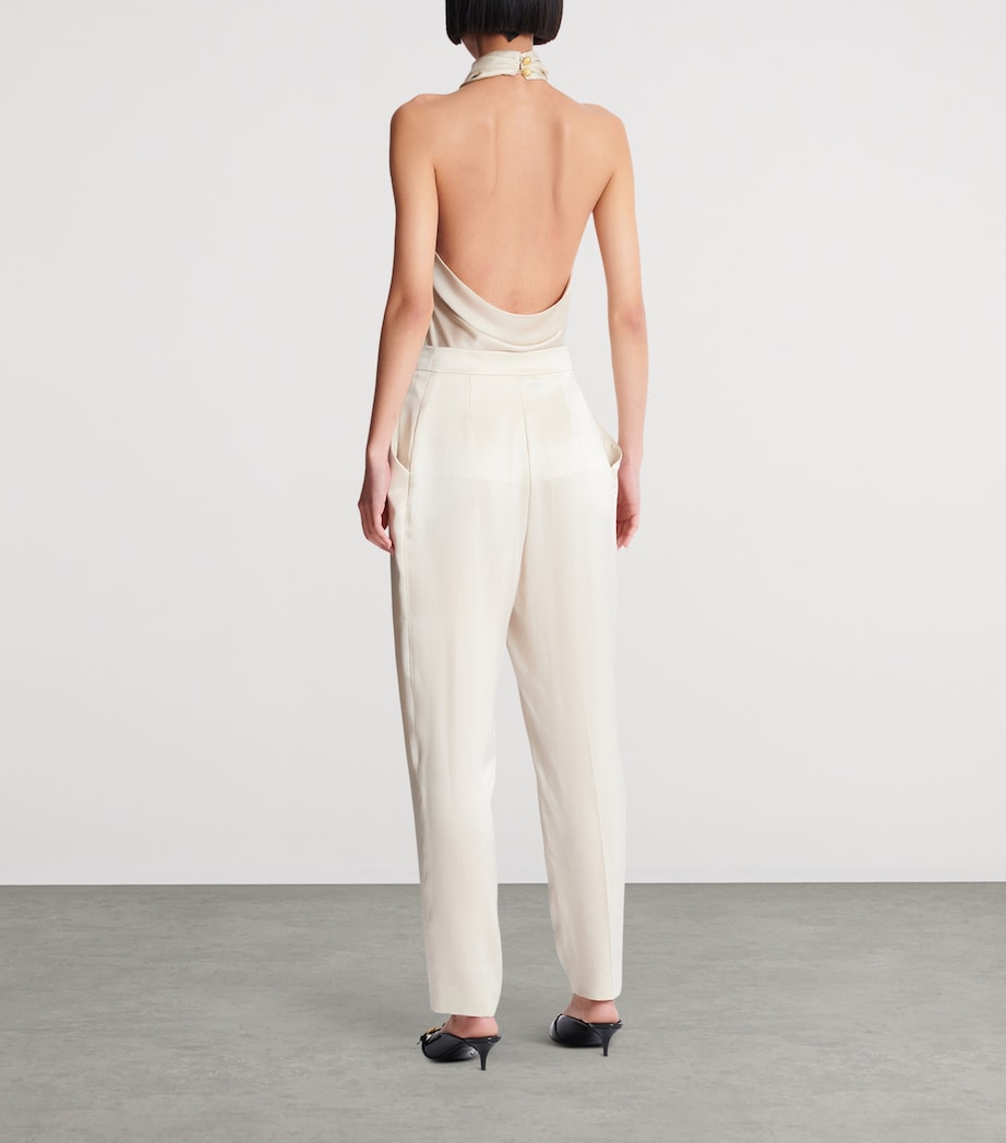 Silk Straight Tailored Trousers 0AS BEIGE Image 3