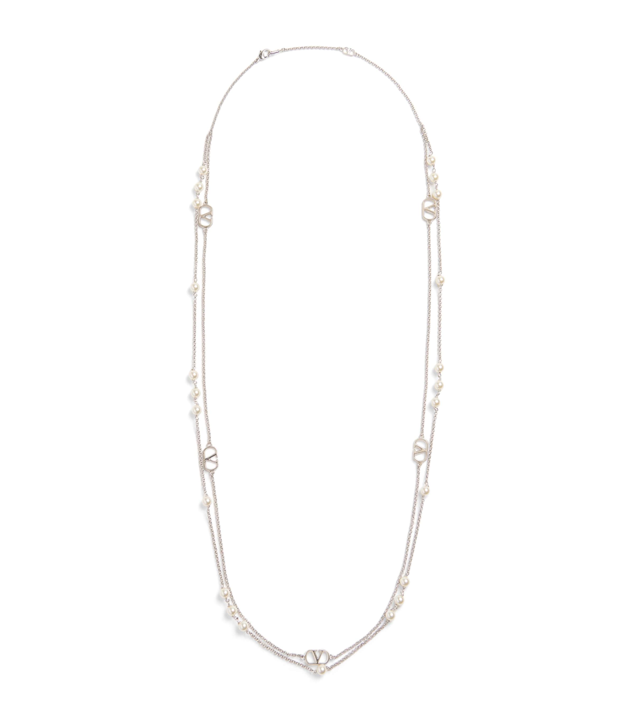 Faux Pearl VLogo Signature Necklace 6RU Image 1