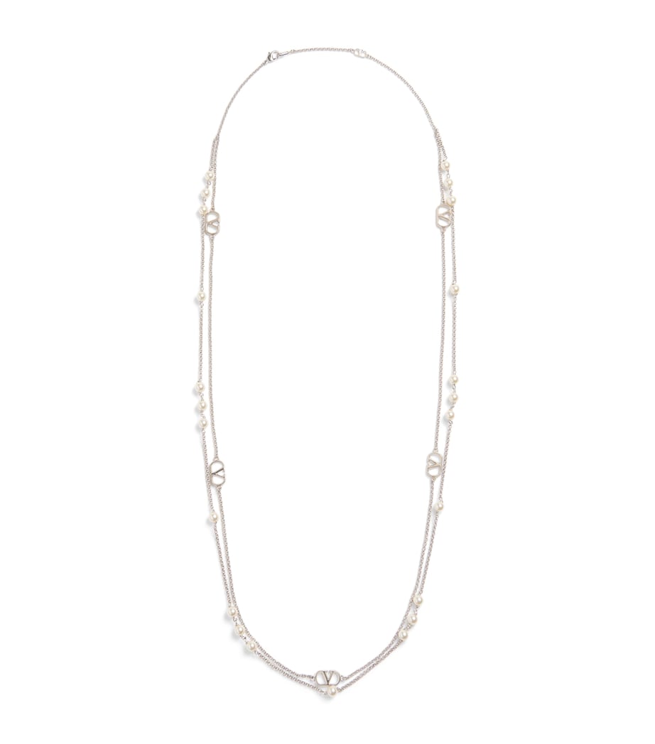 Faux Pearl VLogo Signature Necklace 6RU Image 1