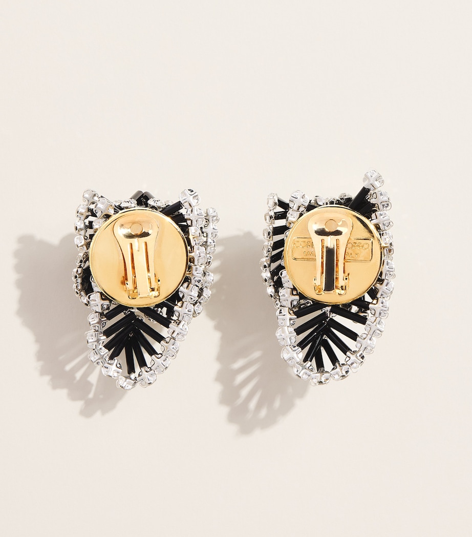 Coppola e Toppo Crystal Foglie Clip Earrings Black Image 3