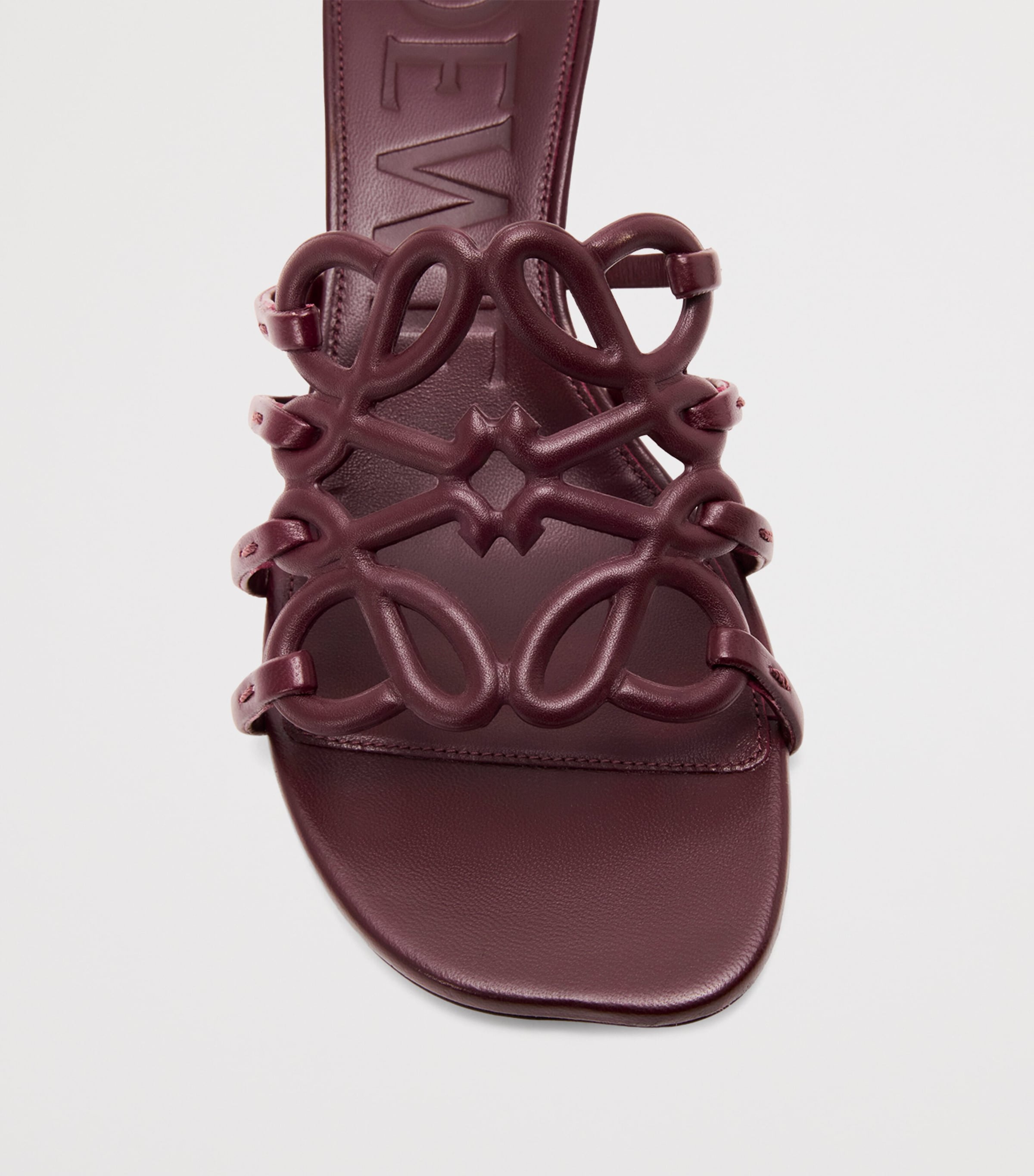 Leather Petal Anagram Heeled Mules 45 DARK BURGUNDY Image 4