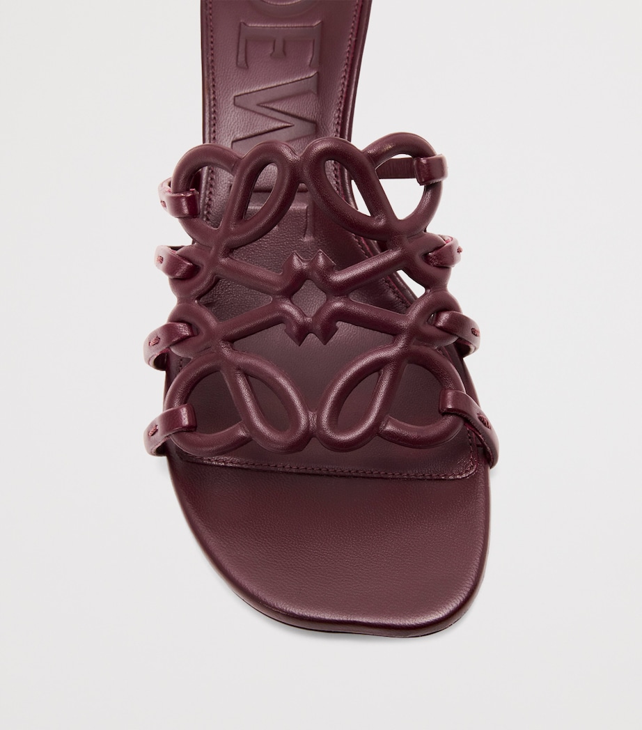 Leather Petal Anagram Heeled Mules 45 DARK BURGUNDY Image 4