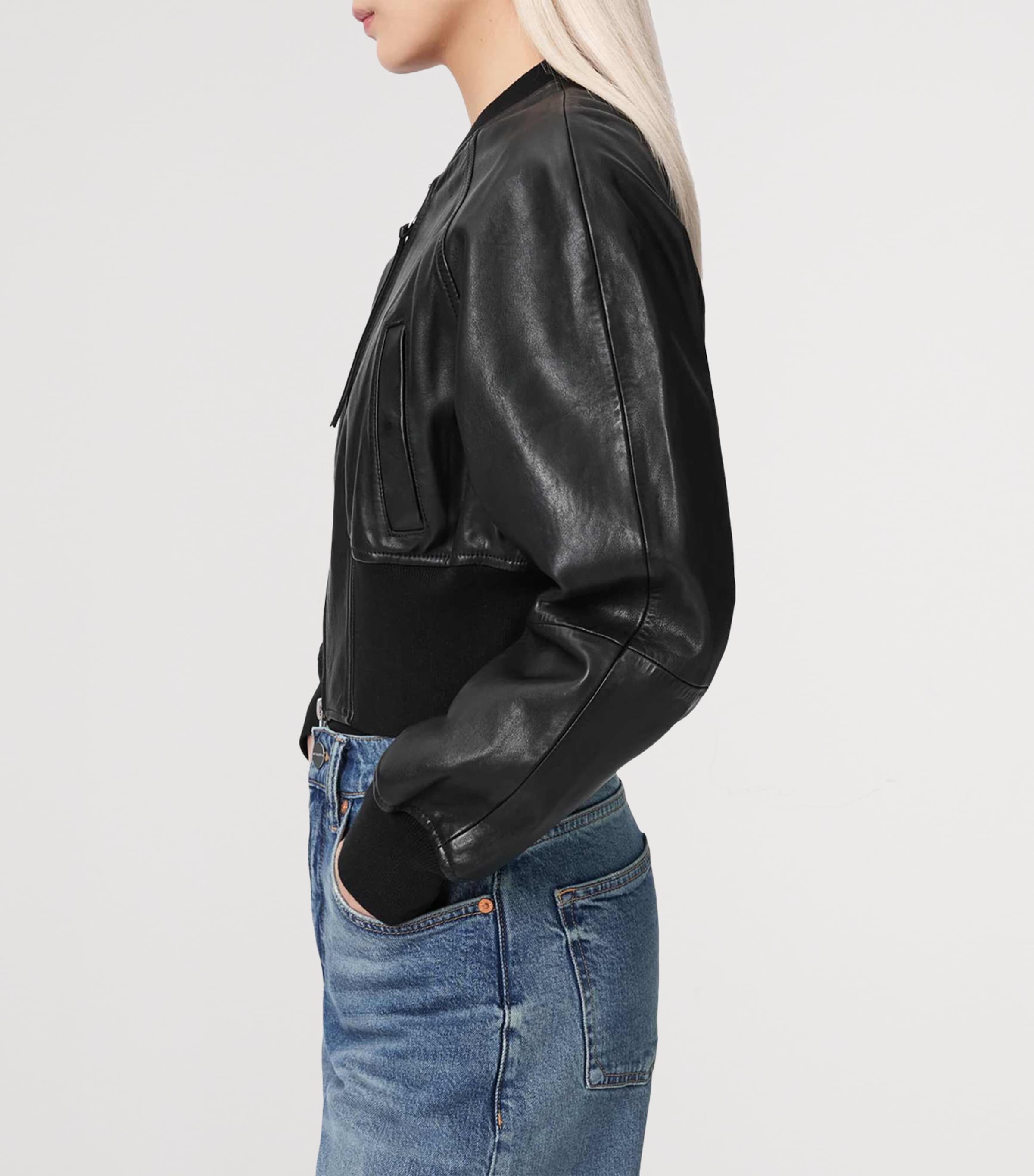AllSaints Womens Leather Suri Bomber Jacket Black Image 5