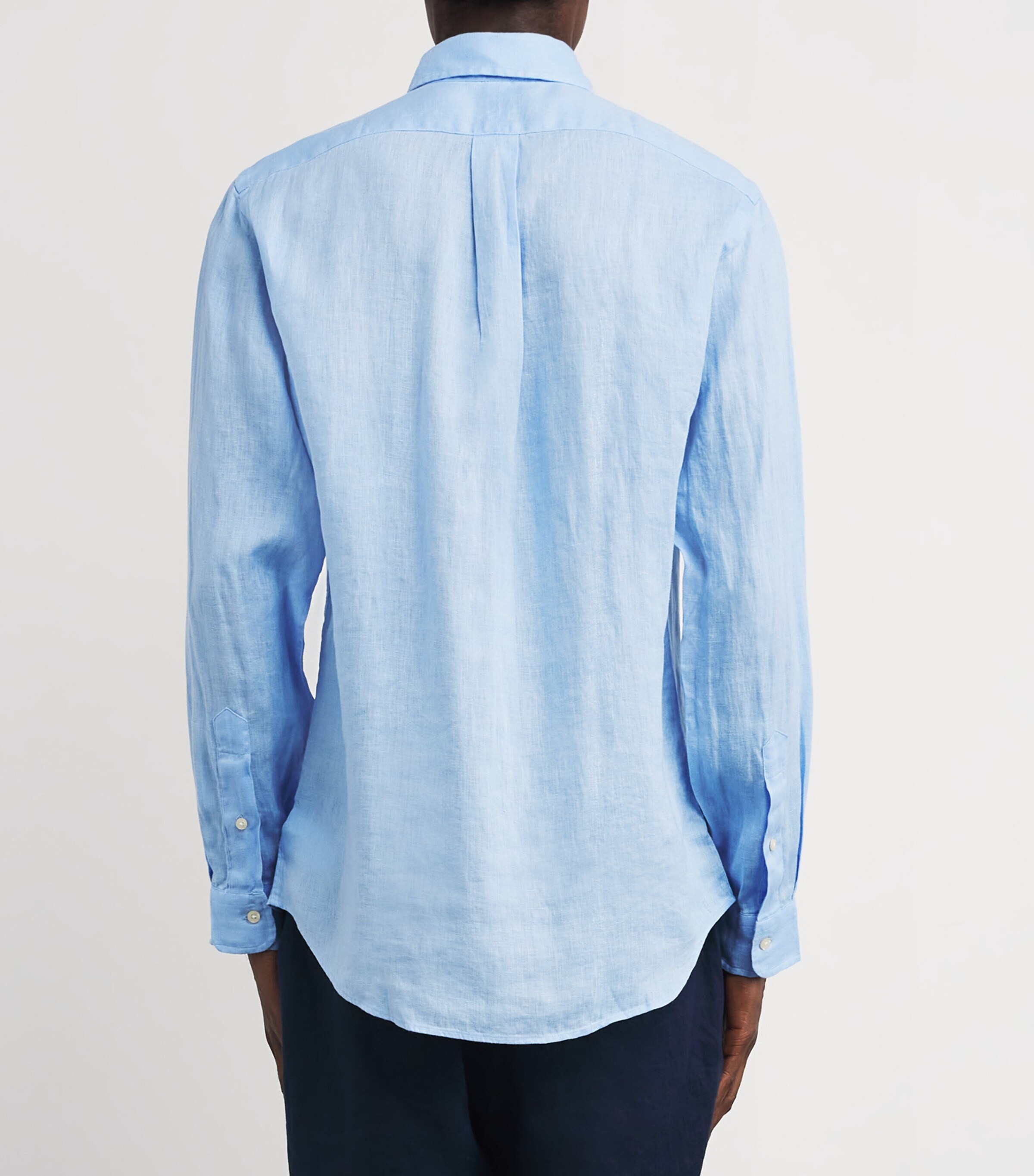 Polo Ralph Lauren Mens Linen Custom Fit Shirt Blue Image 4