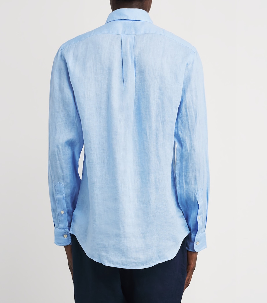 Polo Ralph Lauren Mens Linen Custom Fit Shirt Blue Image 4