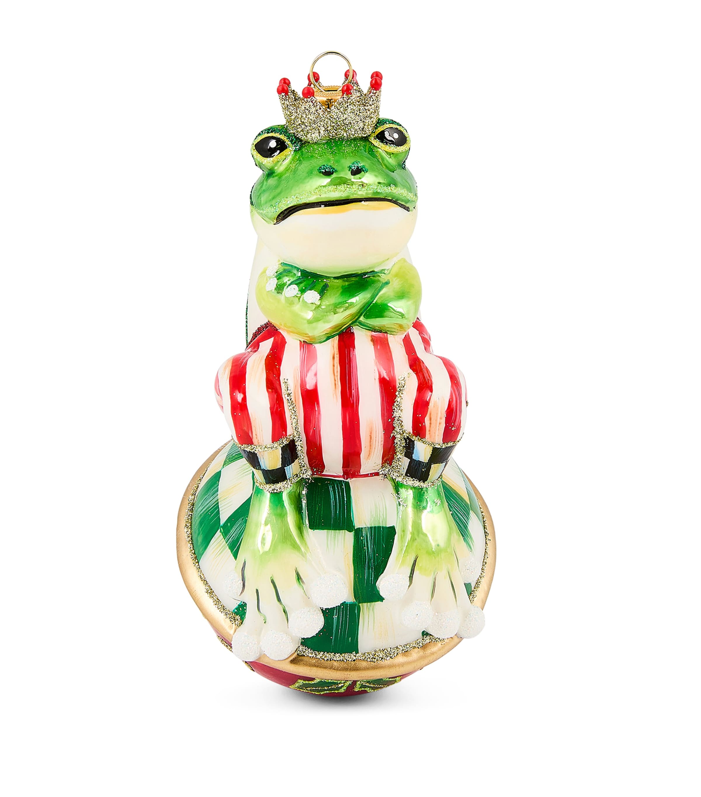 Mackenzie-childs Glass Check It Out Mr. Jingles Ornament In Green