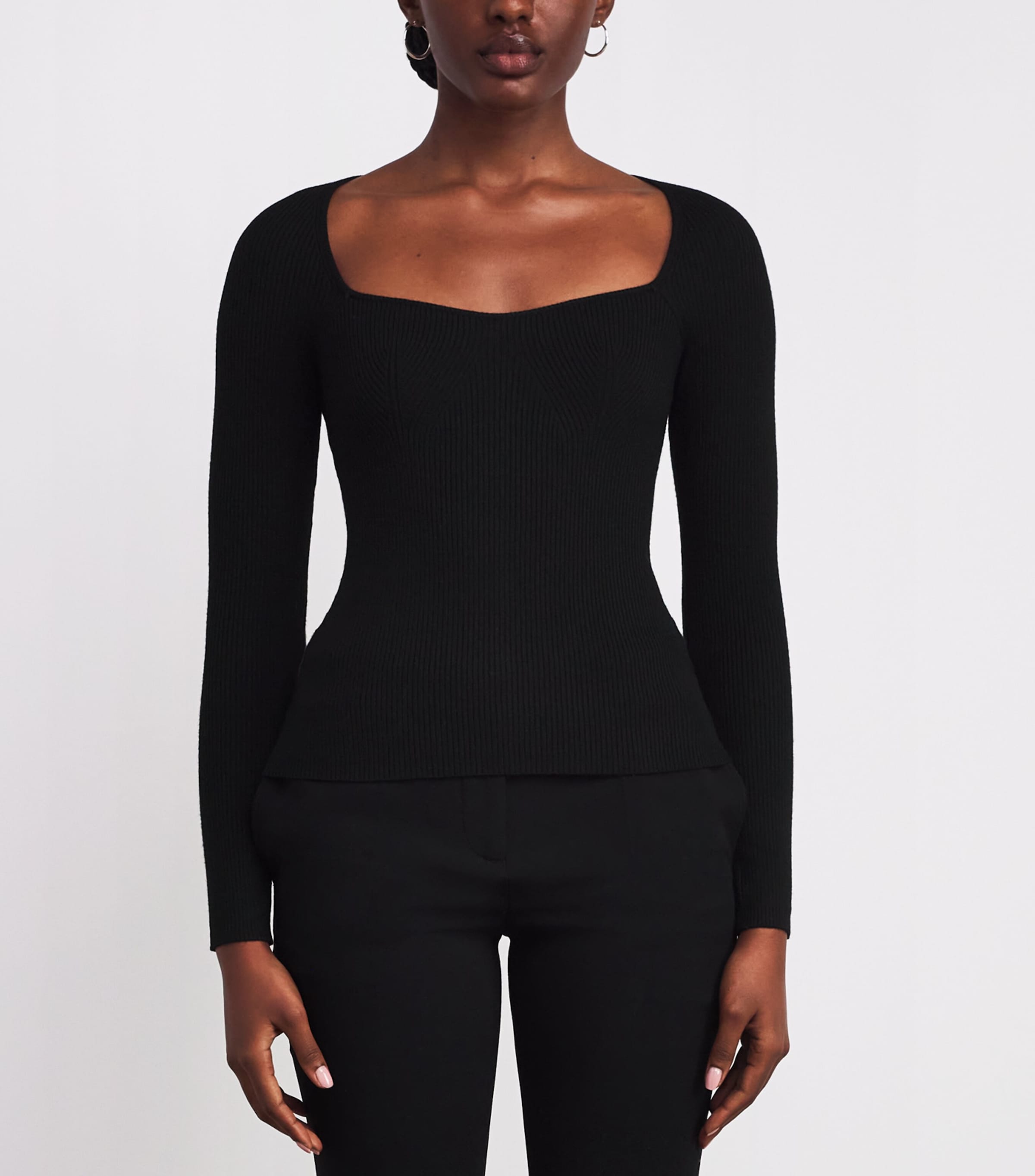 Wool-Blend Long-Sleeve Top BLACK Image 3