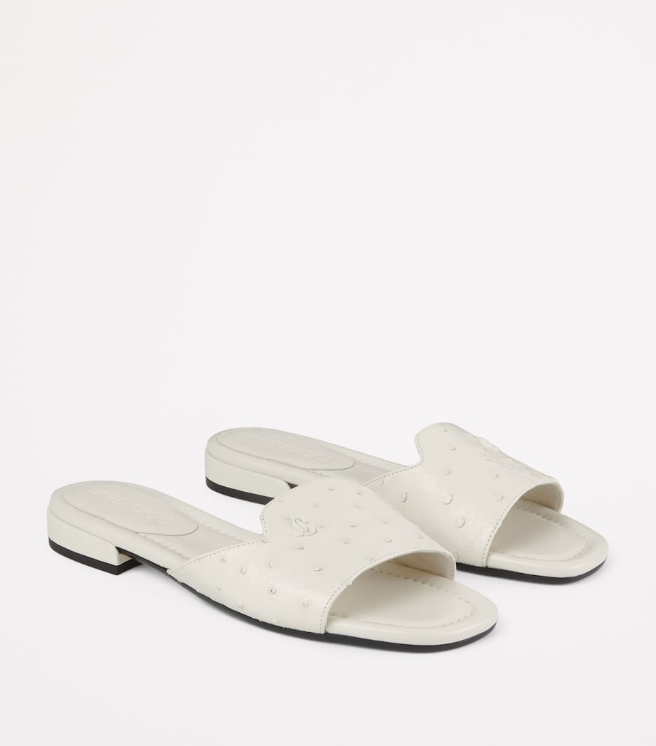 Ostrich Leather Dina Sandals LATTE Image 5