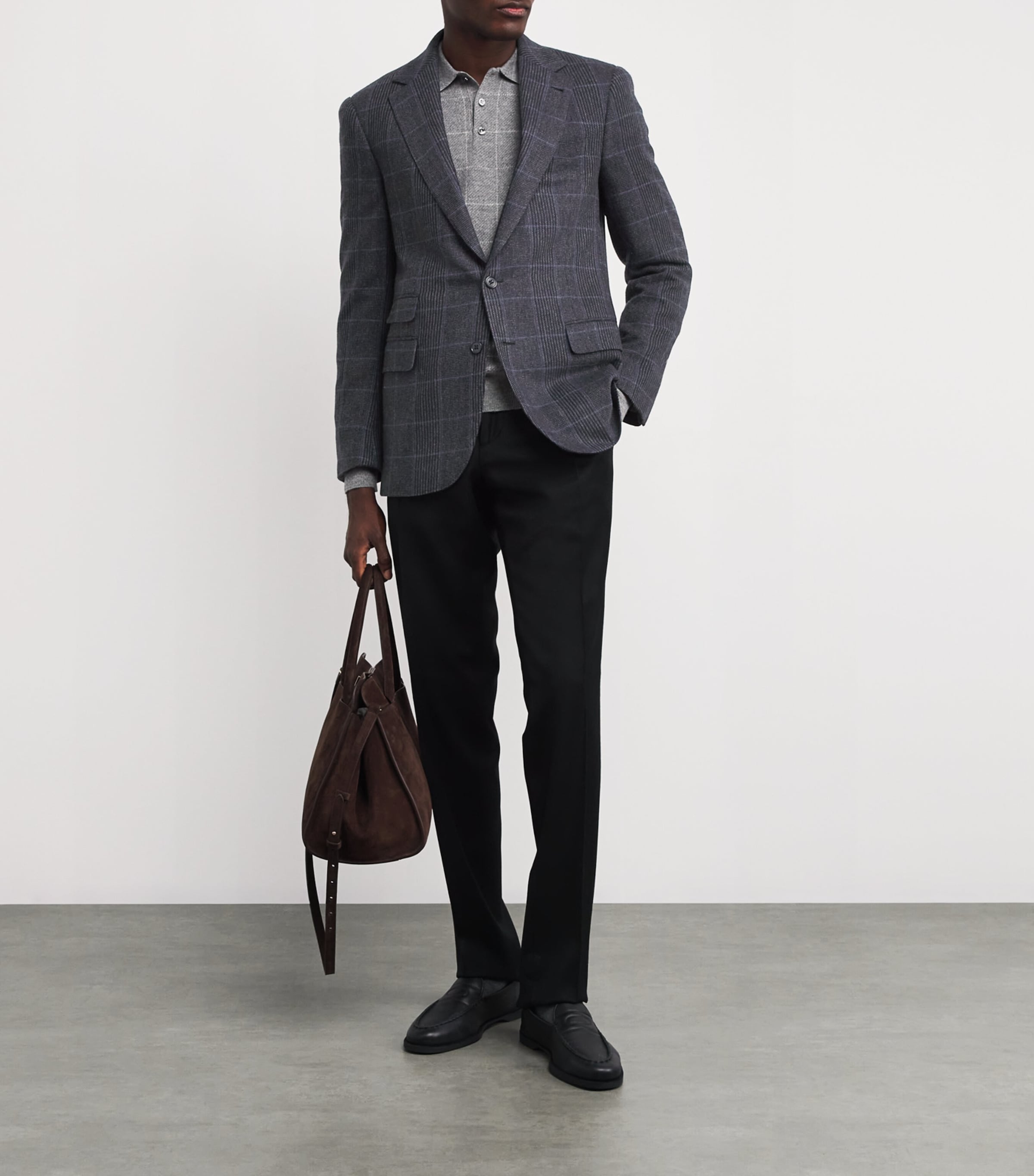 Cashmere Check Gregory Blazer MED GREY/NAVY RYL BL Image 2