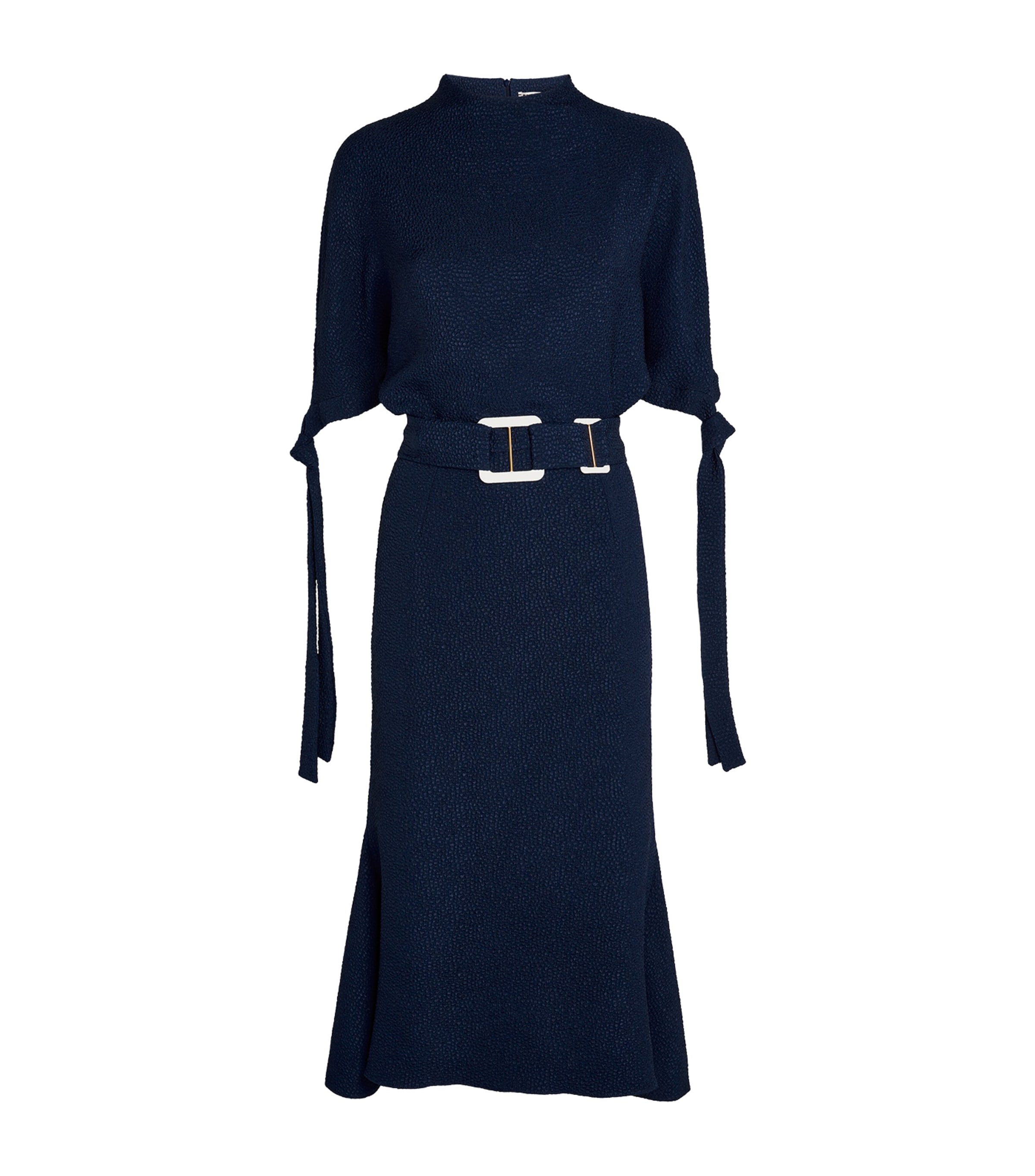 Shop Edeline Lee Belted Pedernal Midi Dress In Navy