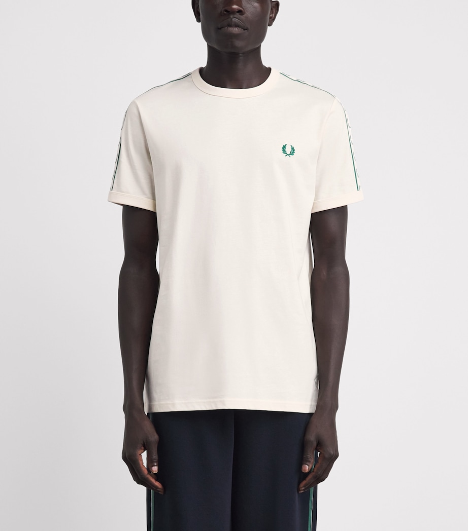 Fred Perry Mens Cotton Contrast-Tape Ringer T-Shirt Ecru Image 4