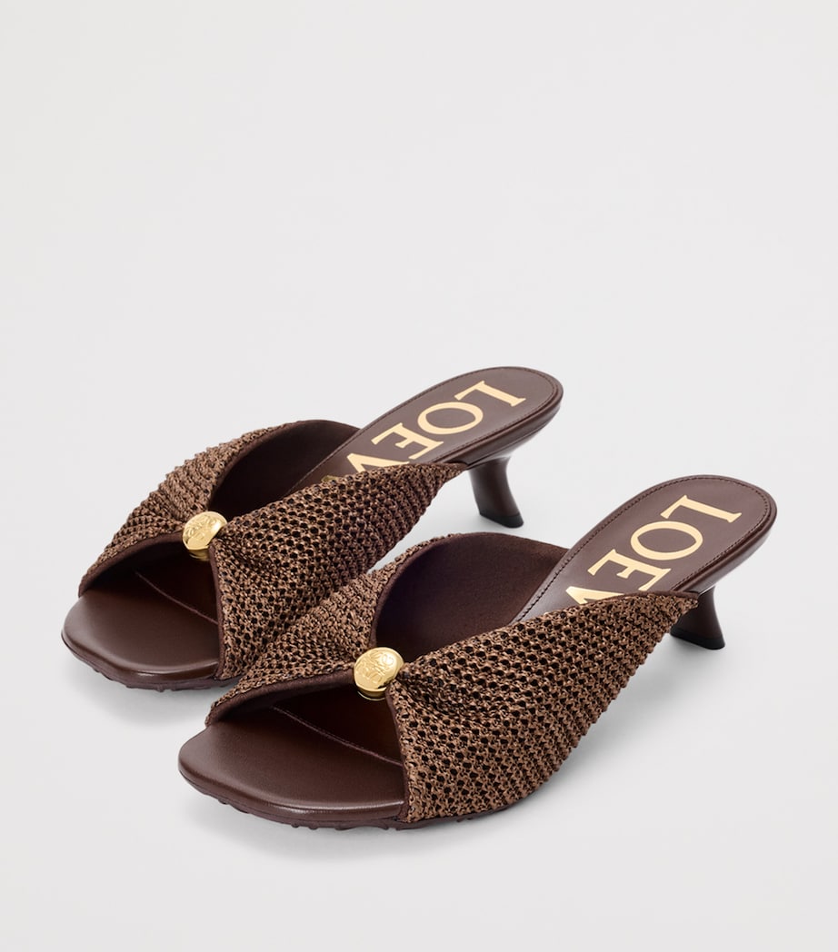 LOEWE x Paula's Ibiza Woven Pebble Heeled Sandals 45 Dark Brown Image 2