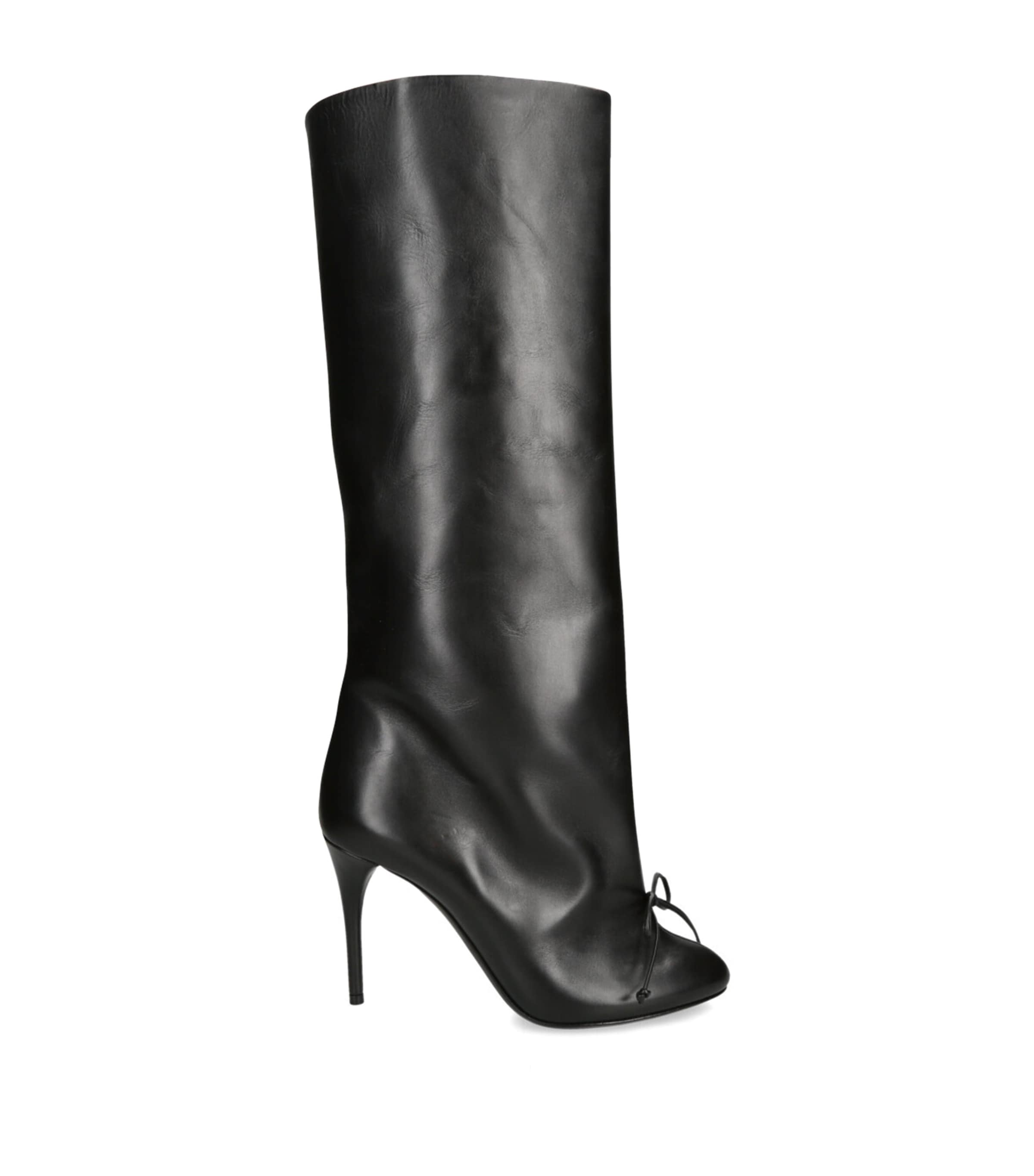 Alaïa Leather Bow Knee-high Boots 90 In Black