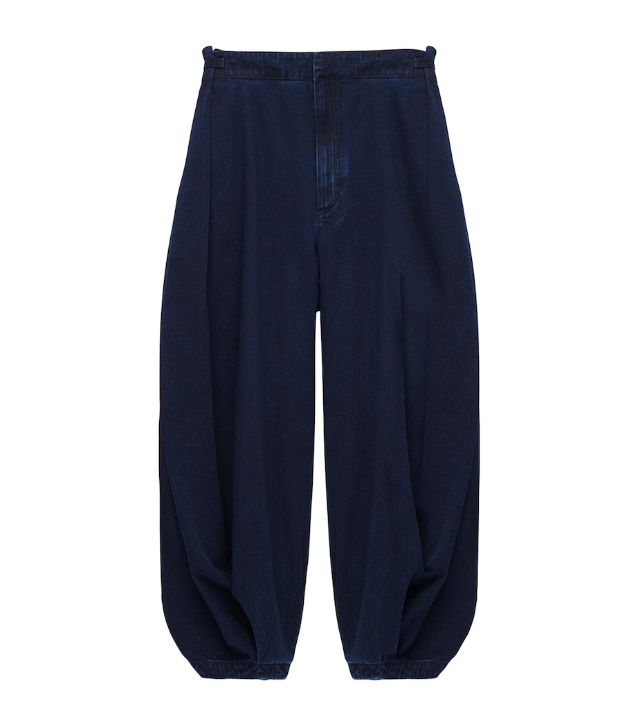 Draped Barrel-Leg Jeans DARK INDIGO Image 1