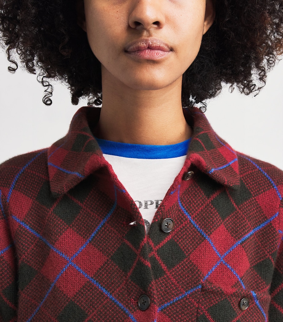 Guest In Residence Womens Cashmere Plaid Dylan Shirt Carmine Combo Image 3