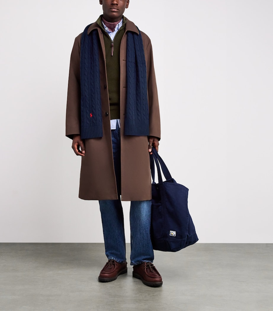 Wool-Blend Cable-Knit Scarf BLUE Image 3