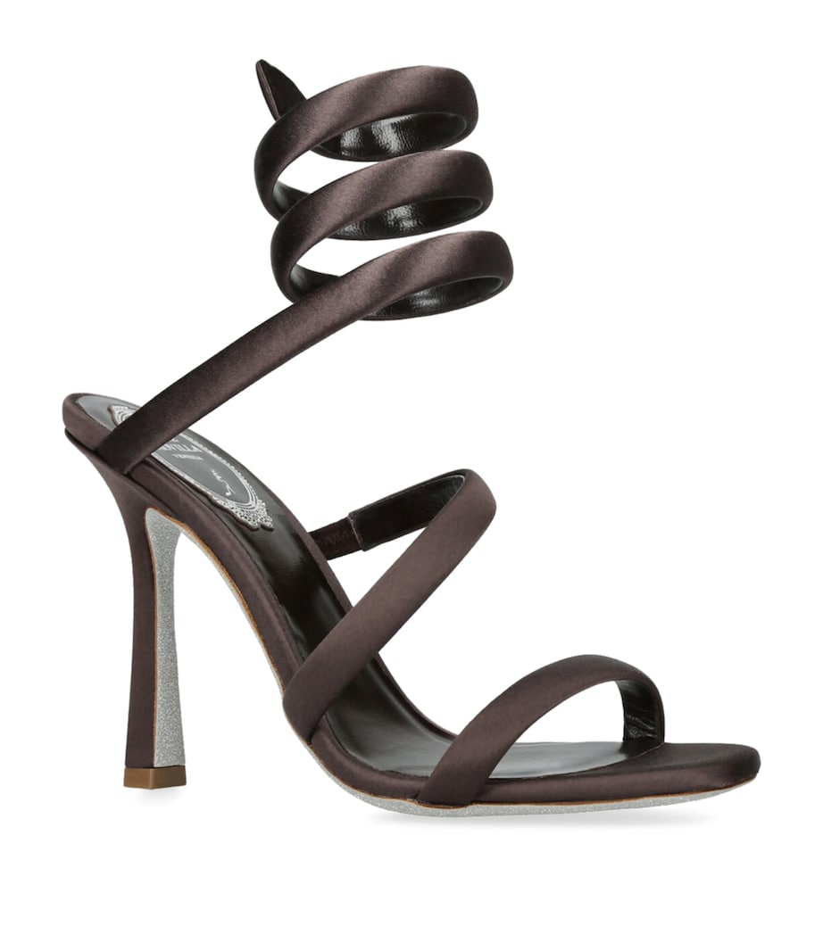 René Caovilla Satin Cleo Heeled Sandals 105 Dark Brown Image 3