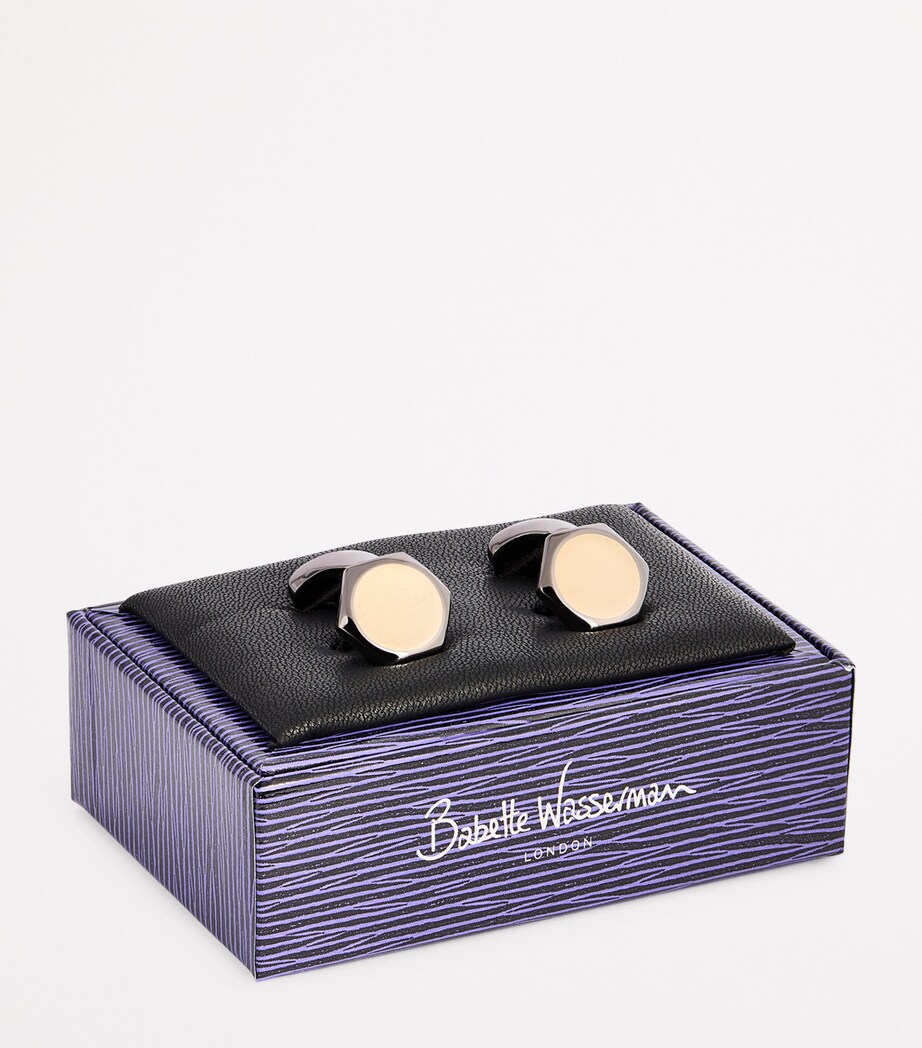 Babette Wasserman Black Rhodium-Plated Hexagon Cufflinks Black Image 3