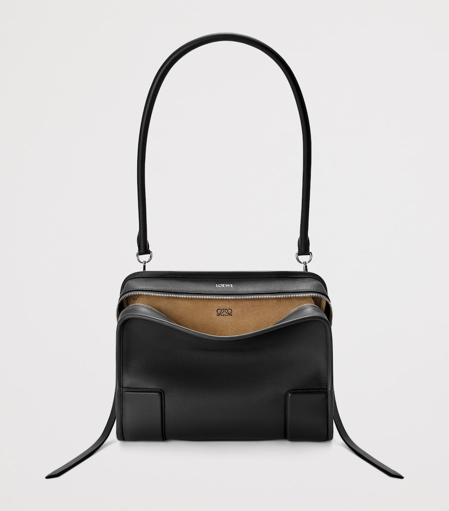 LOEWE Womens Medium Leather Amazona 180 Top-Handle Bag Black Image 6