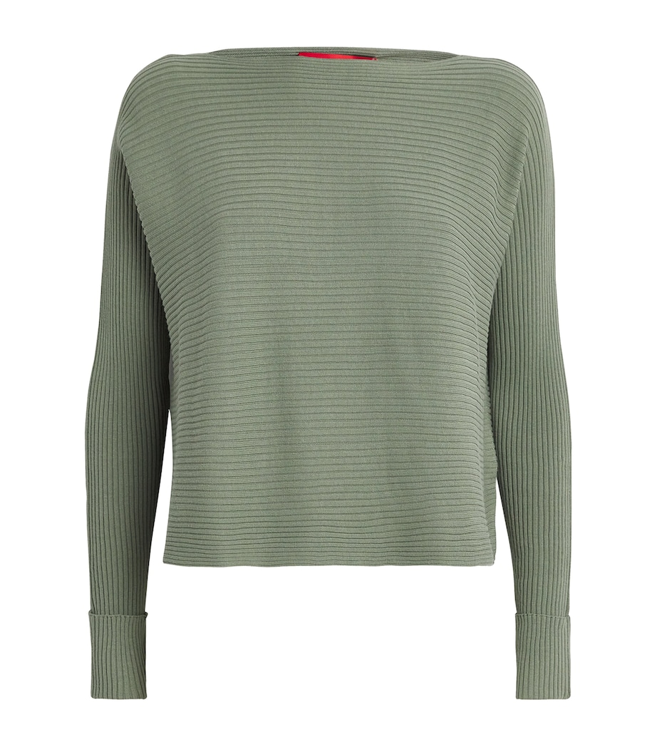 Cotton-Blend Boat-Neck Sweater GREEN Image 1