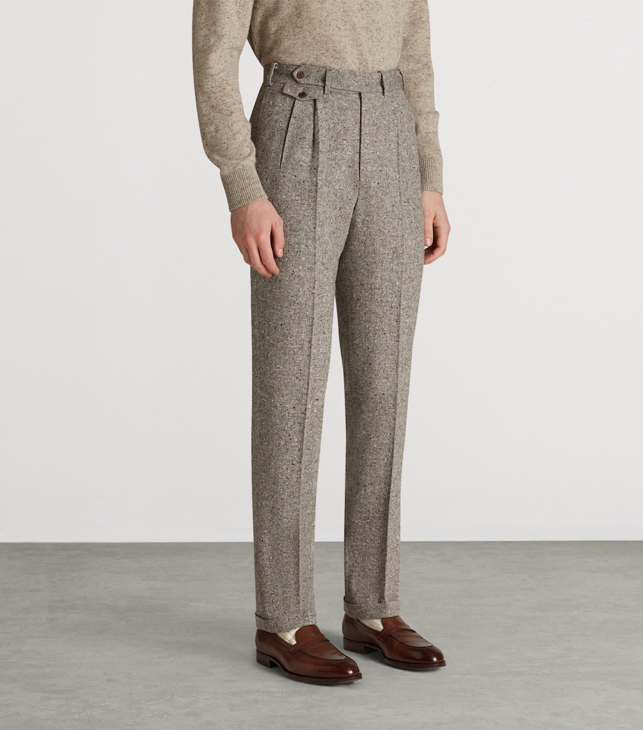 Wool Tweed Donegal Travel Trousers 086OATMEAL GREY Image 3