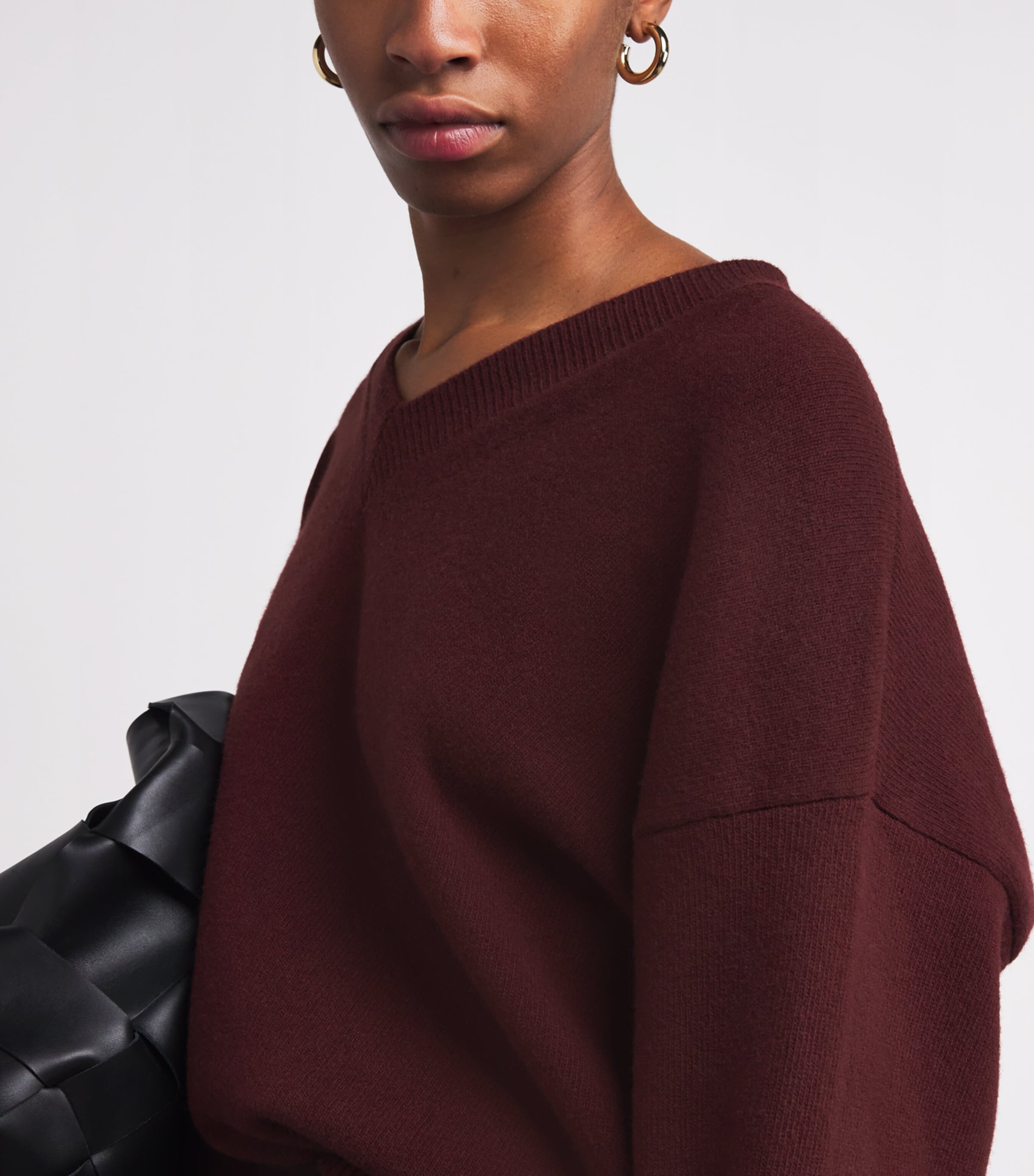 Wool V-Neck Sweater BURGUNDY-606 Image 6