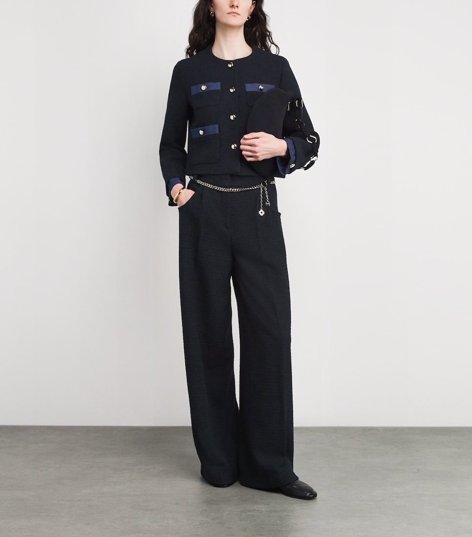 Tweed Denim-Trim Jacket NAVY Image 2