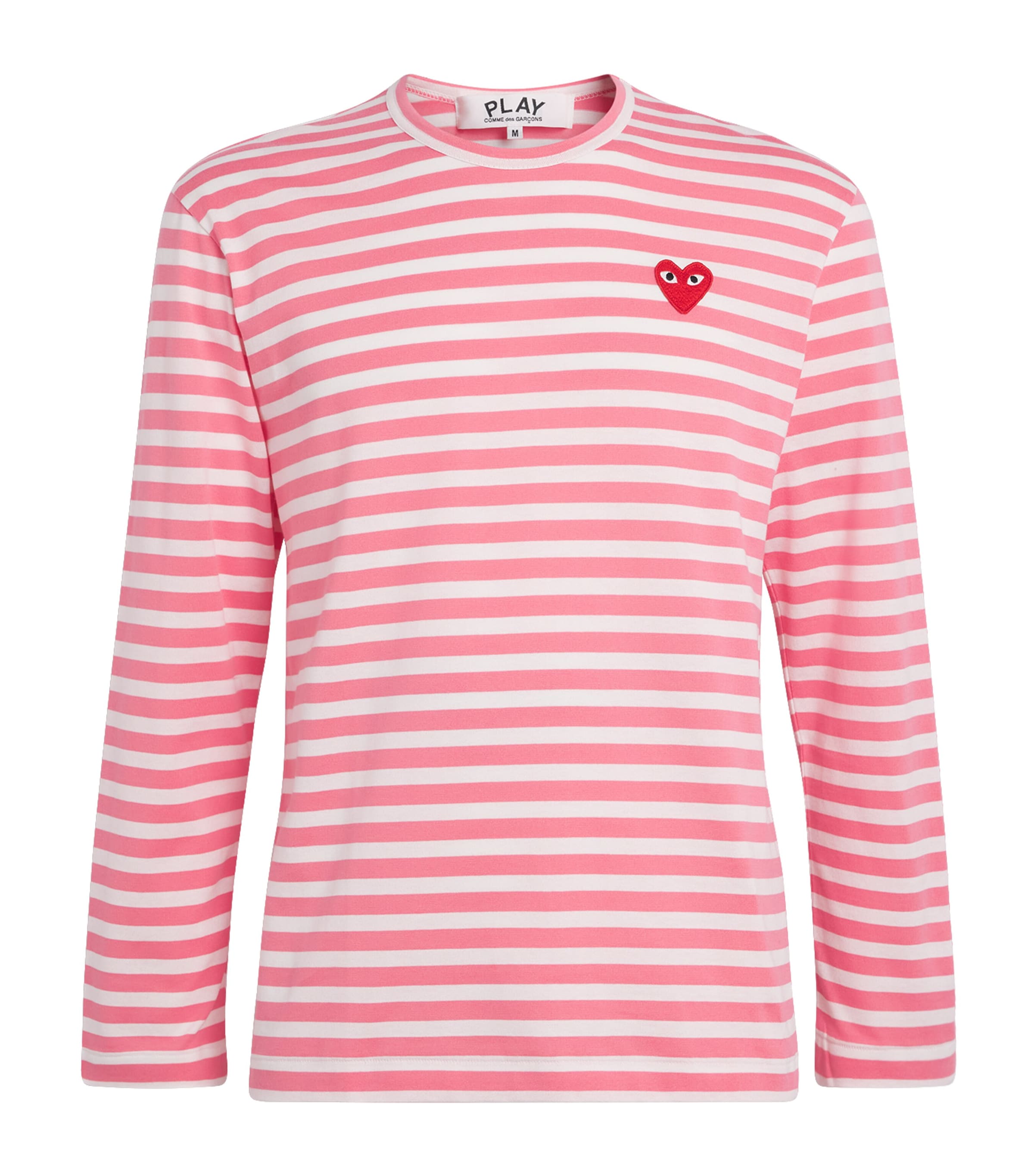 Comme Des Garçons Play Heart Logo Striped T-shirt In Red