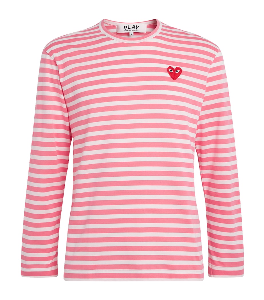 Heart Logo Striped T-Shirt 3-PNK X WHT Image 1