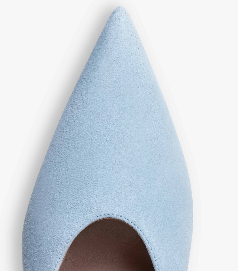 Suede Cube Wedge Mules 75 BLEU GLACIER Image 4
