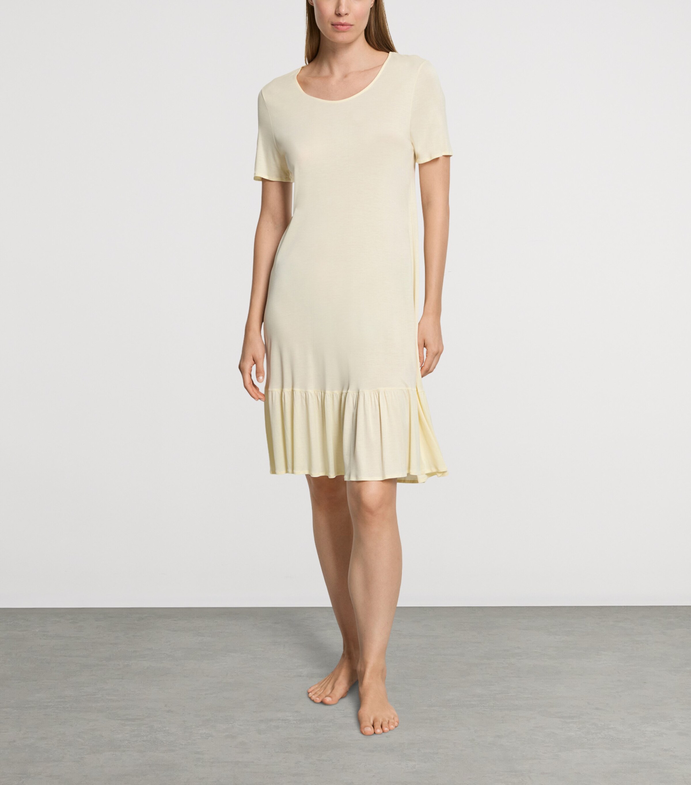 Hanro Womens Ruffle-Trim Isabella Nightdress Lemon Cake Image 2