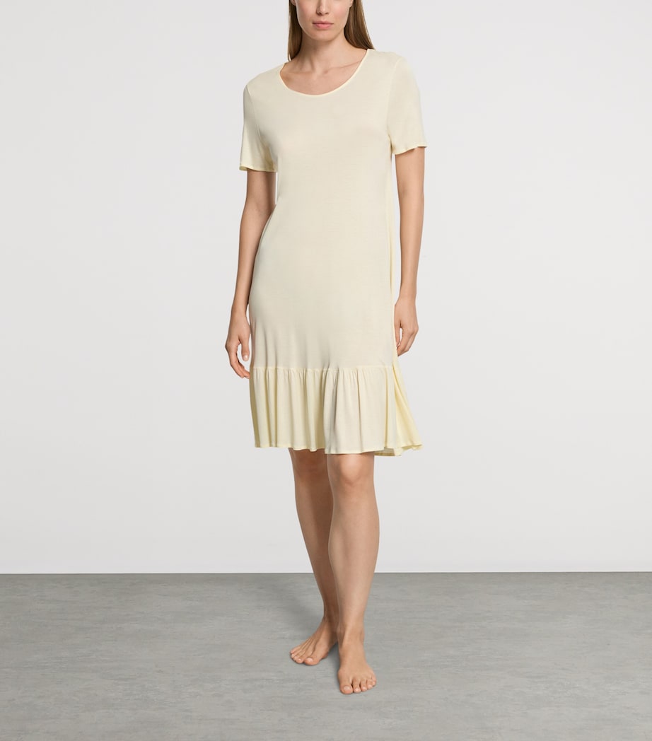 Hanro Womens Ruffle-Trim Isabella Nightdress Lemon Cake Image 2