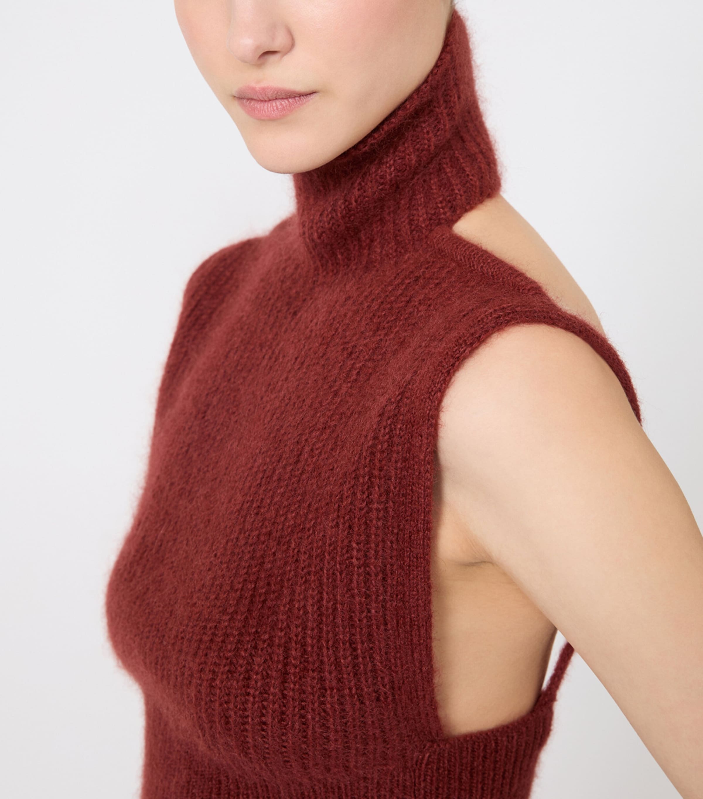 Max Mara Womens Wool-Blend Backless Tank Sweater Brown Bordeaux Image 4