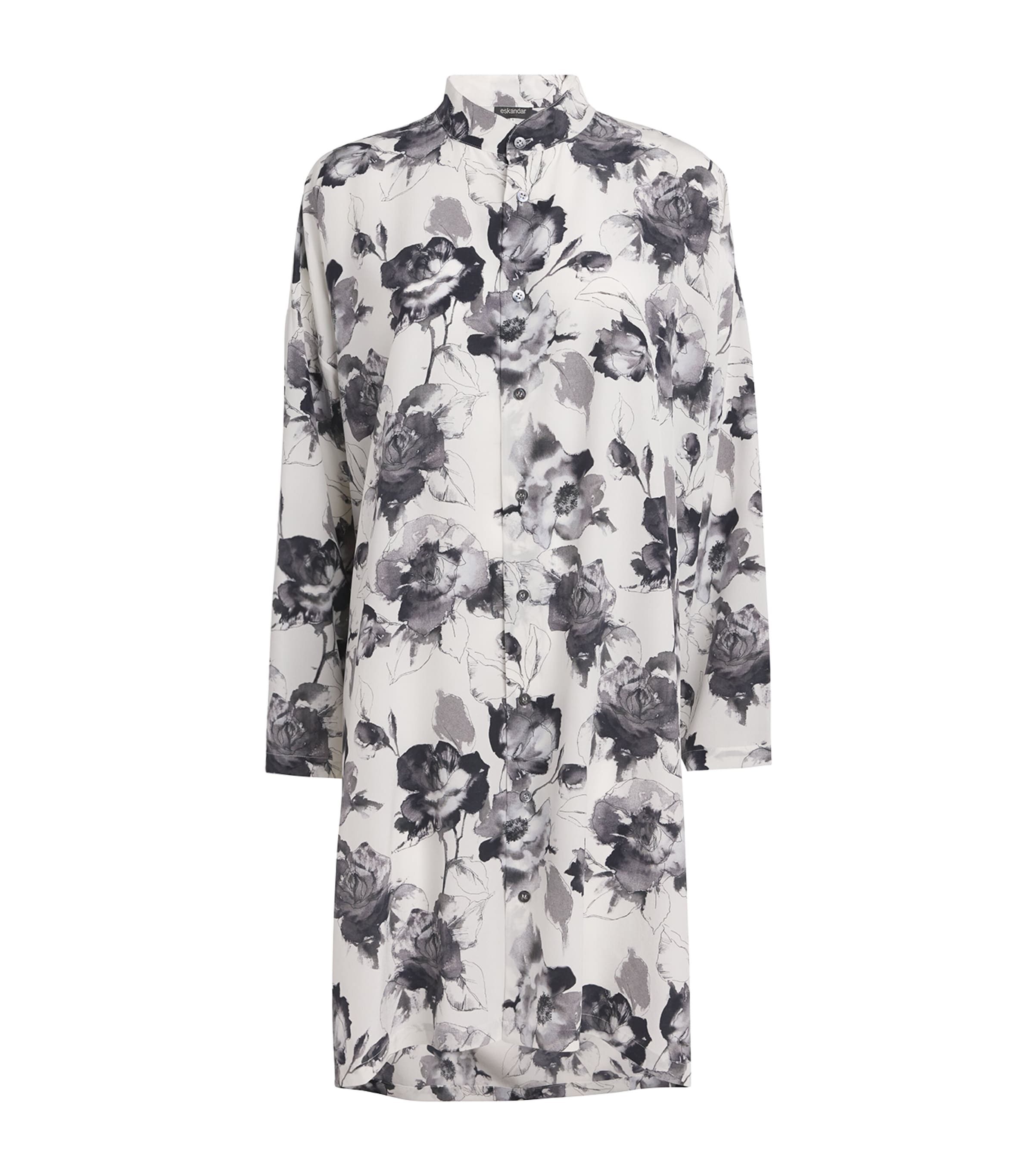 Silk Floral Longline Shirt MNOCHROM Image 1