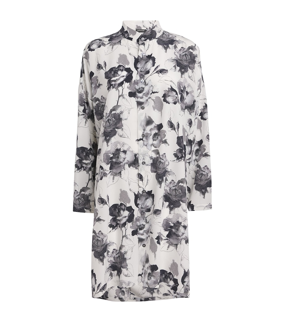 Silk Floral Longline Shirt MNOCHROM Image 1