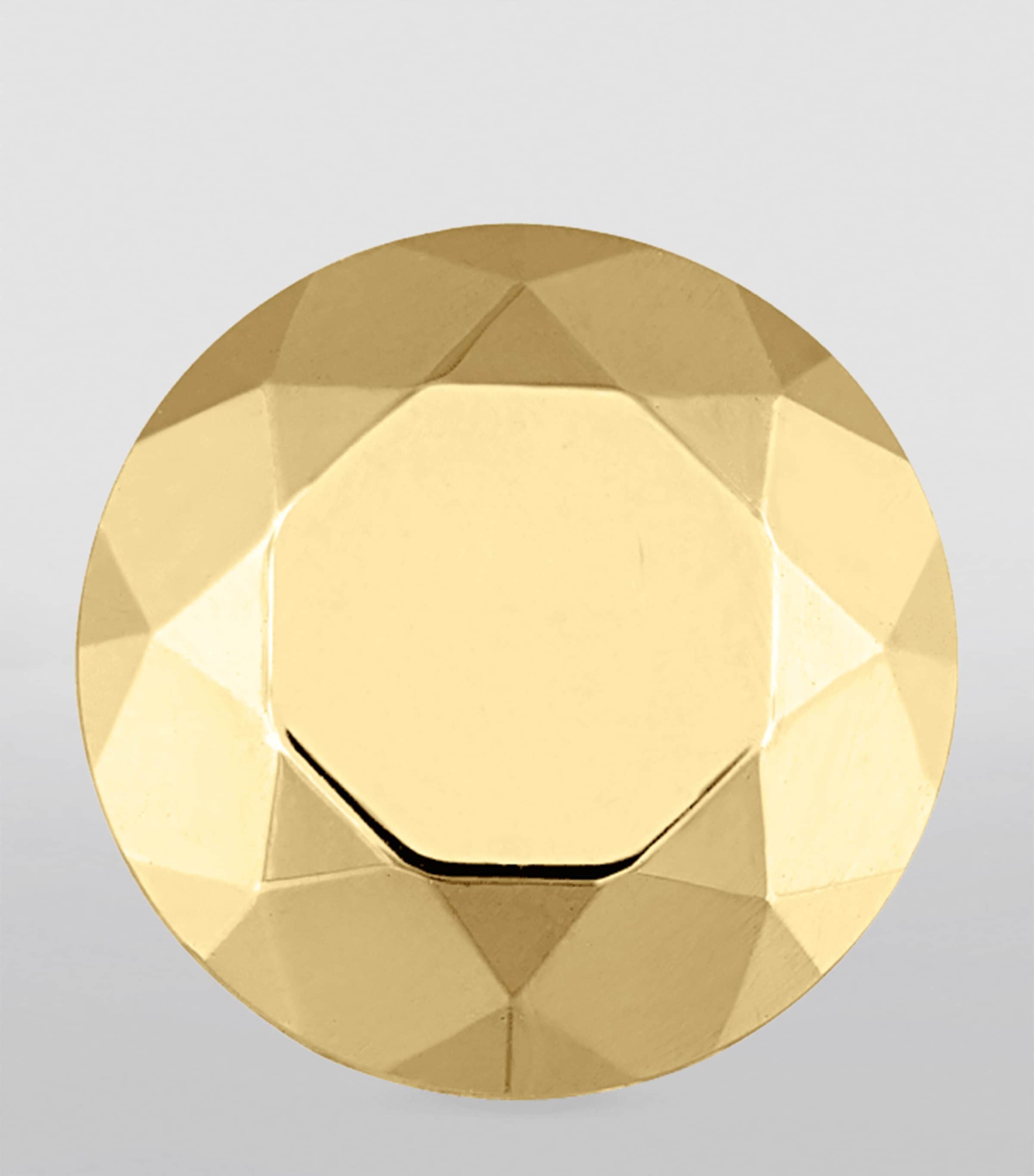 Faceted Round Threaded Stud Earring YELLOW GOLD Image 2