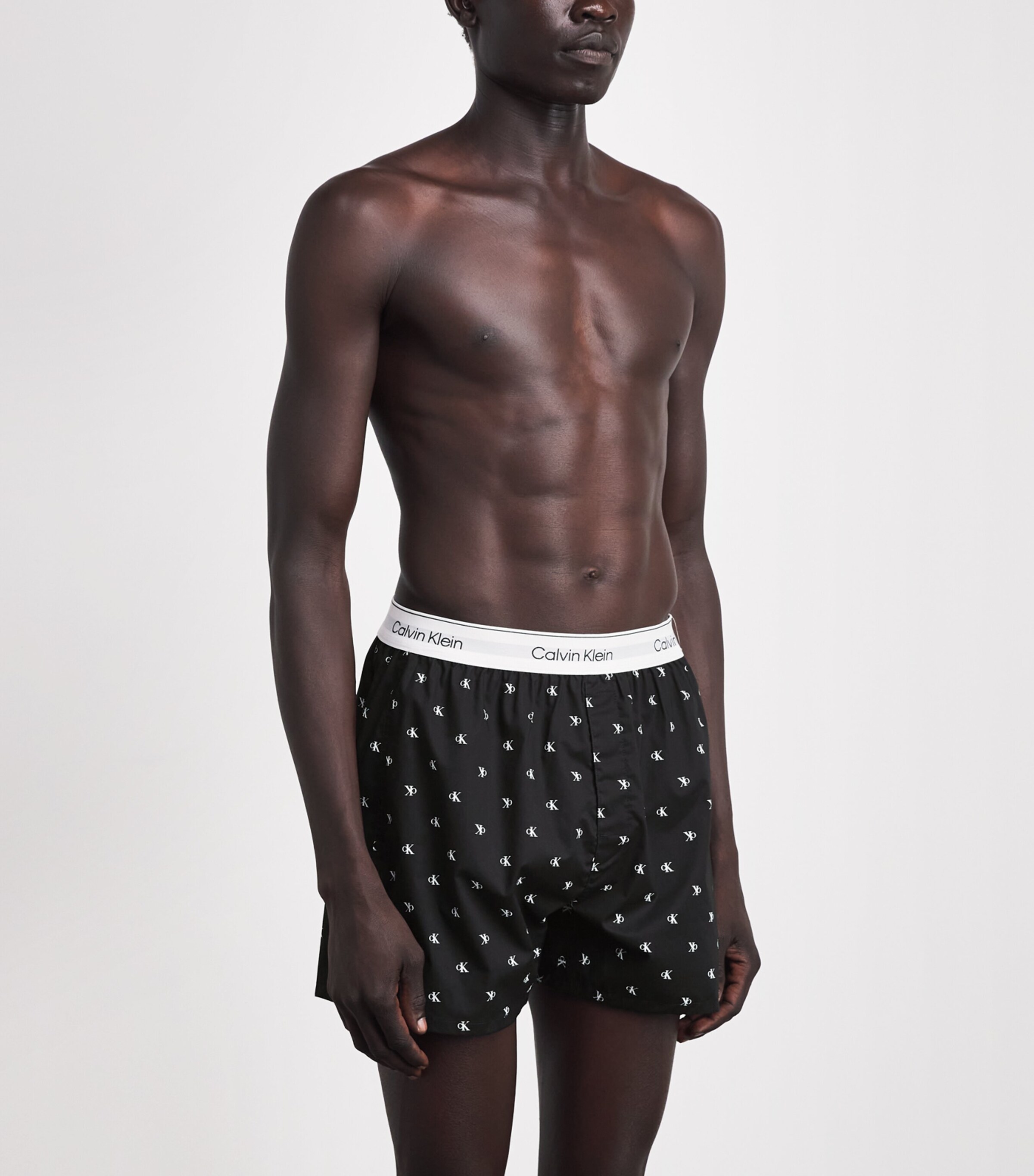Calvin Klein Mens Cotton Poplin Logo Pyjama Shorts Diamond Logo Bl Image 4