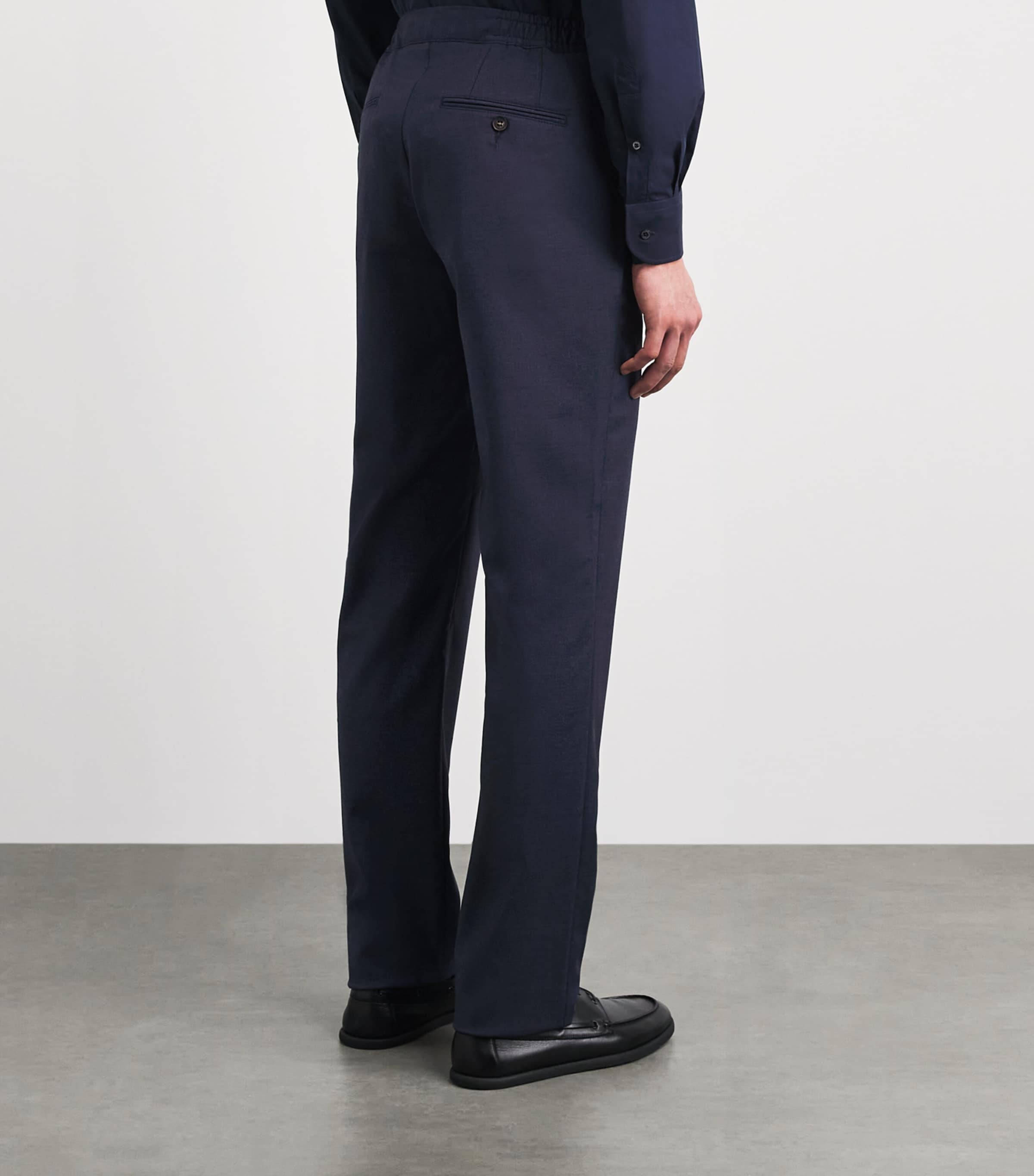 Pal Zileri Mens Stretch-Virgin Wool Half-Elasticated Trousers Blue Image 5