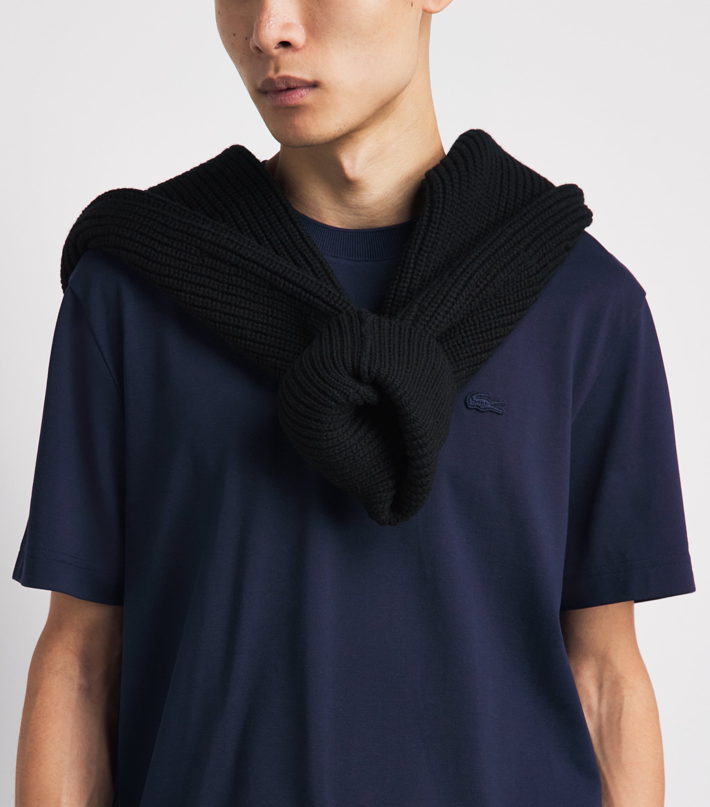 Lacoste Mens Pima Cotton Piqué T-Shirt Navy Blue Image 3