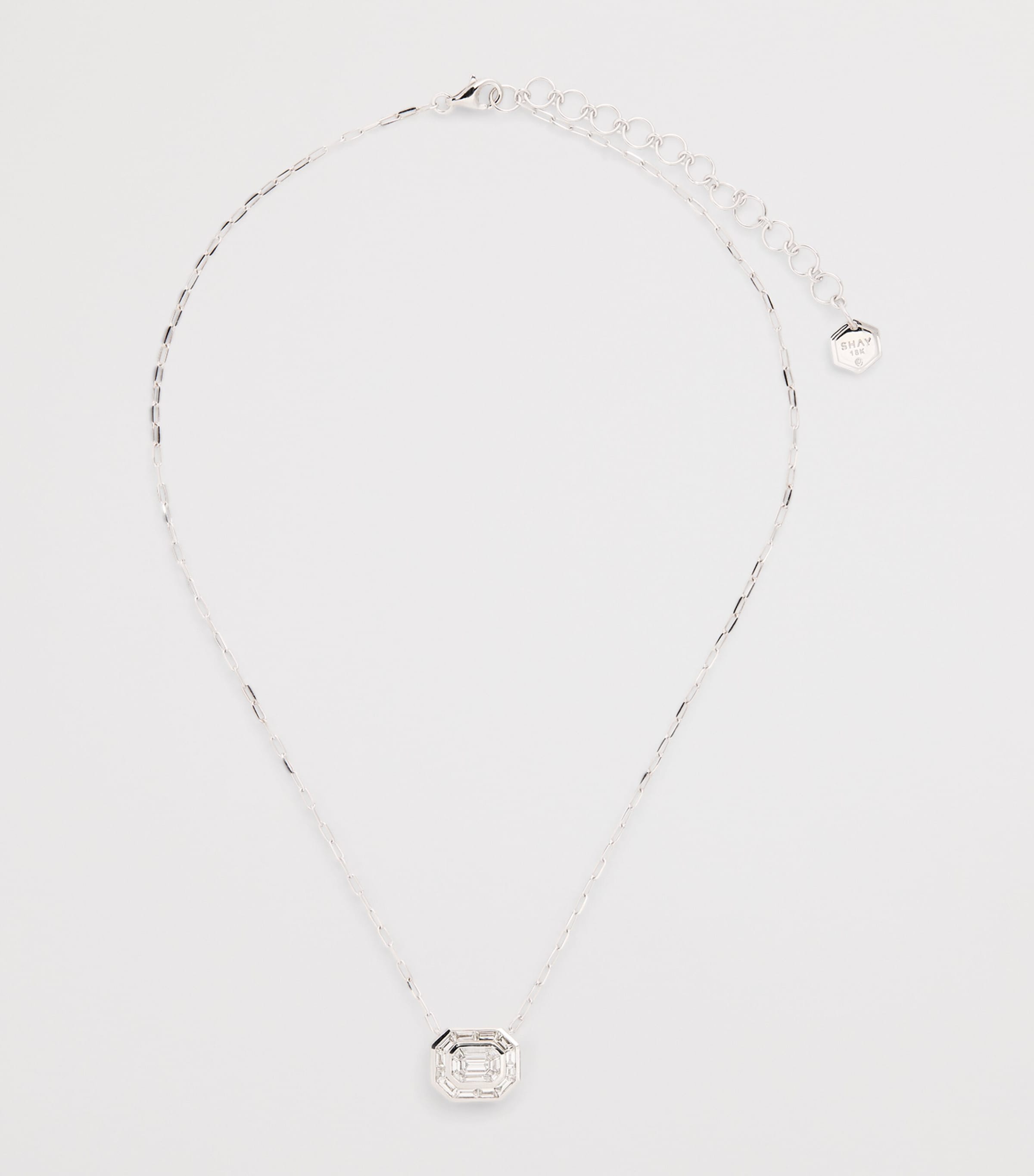 White Gold and Diamond Illusion Necklace WHITE GOLD Image 2