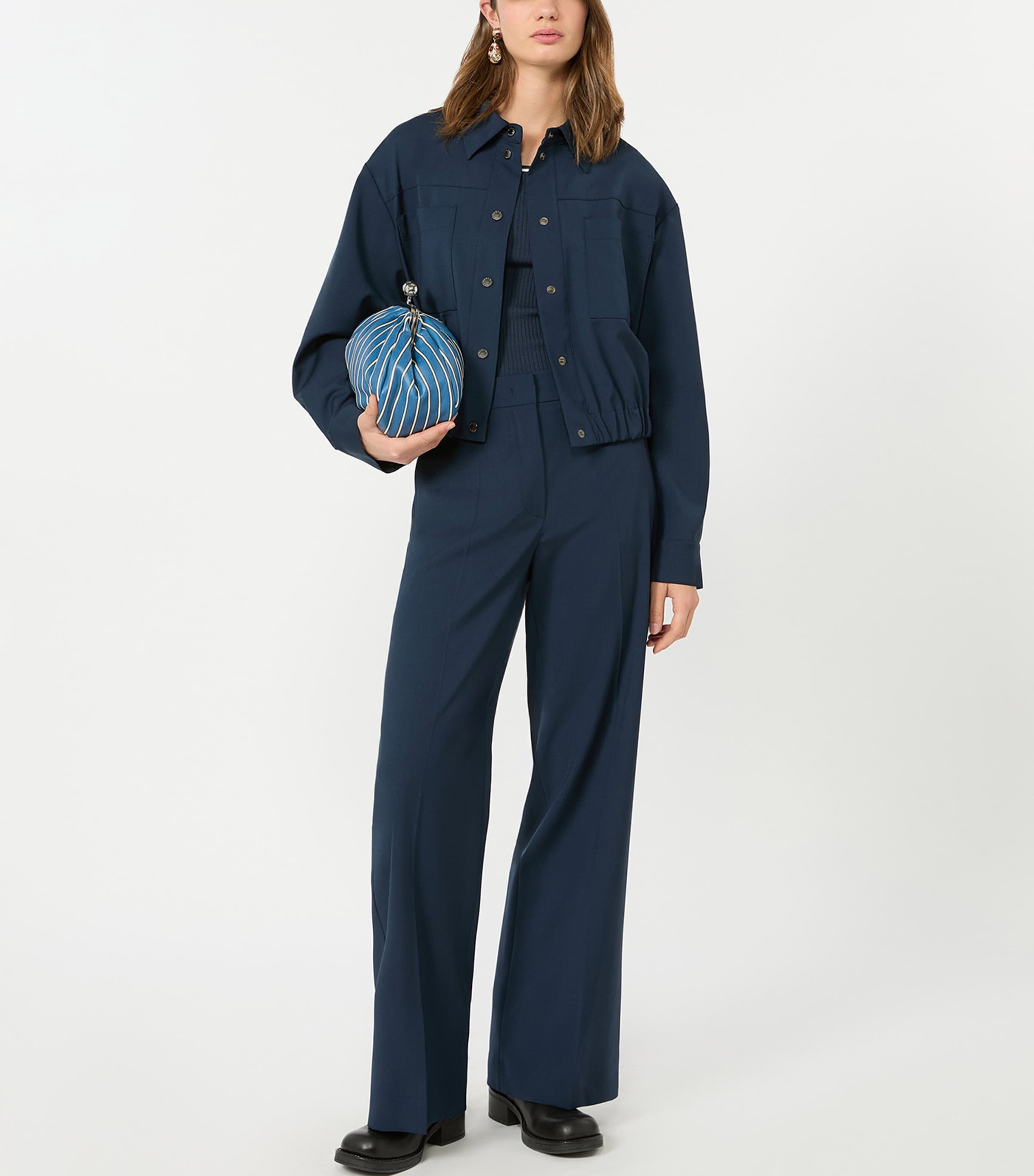 Weekend Max Mara Womens Virgin Wool Straight-Leg Trousers Navy Image 4