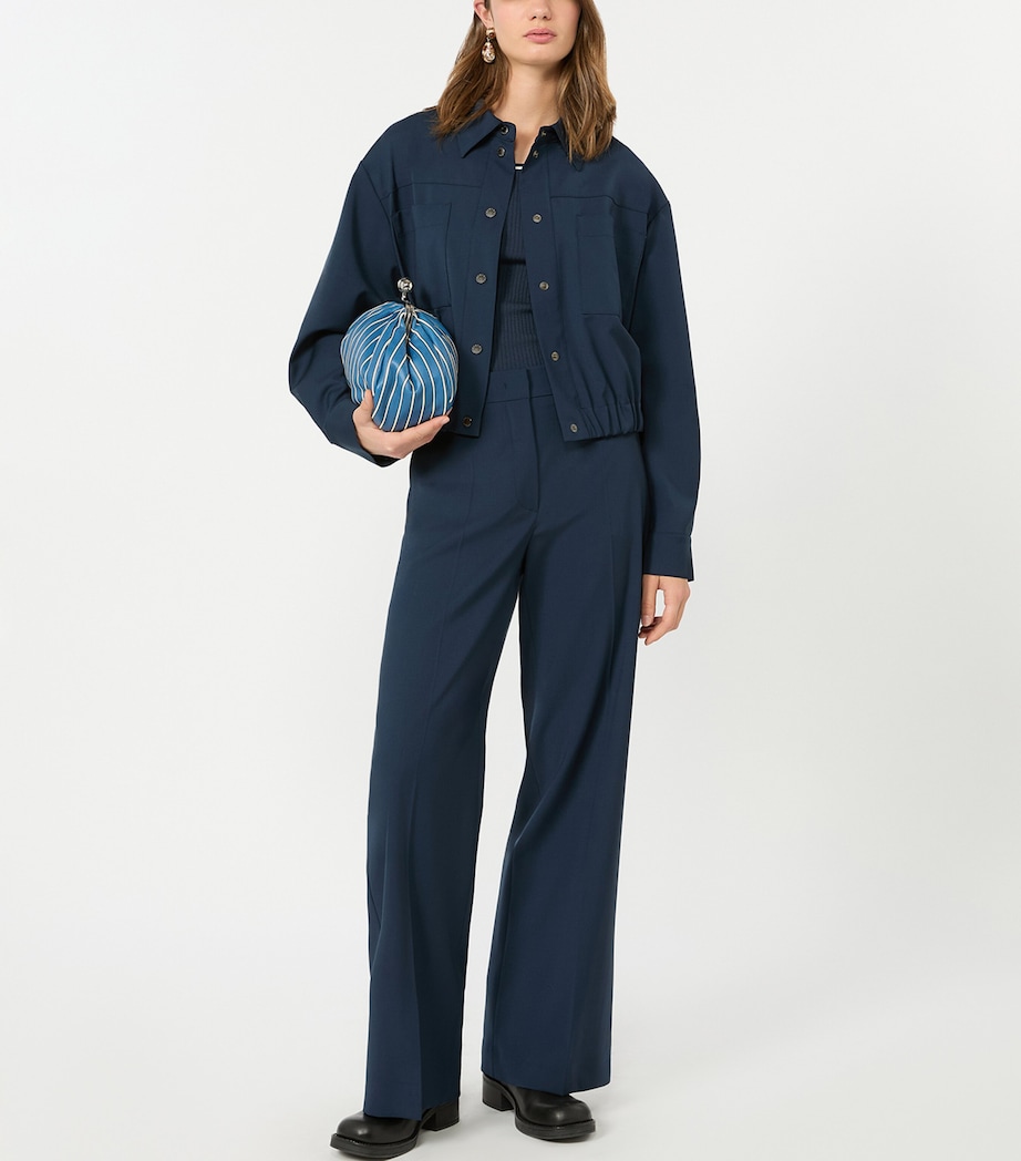 Weekend Max Mara Womens Virgin Wool Straight-Leg Trousers Navy Image 4