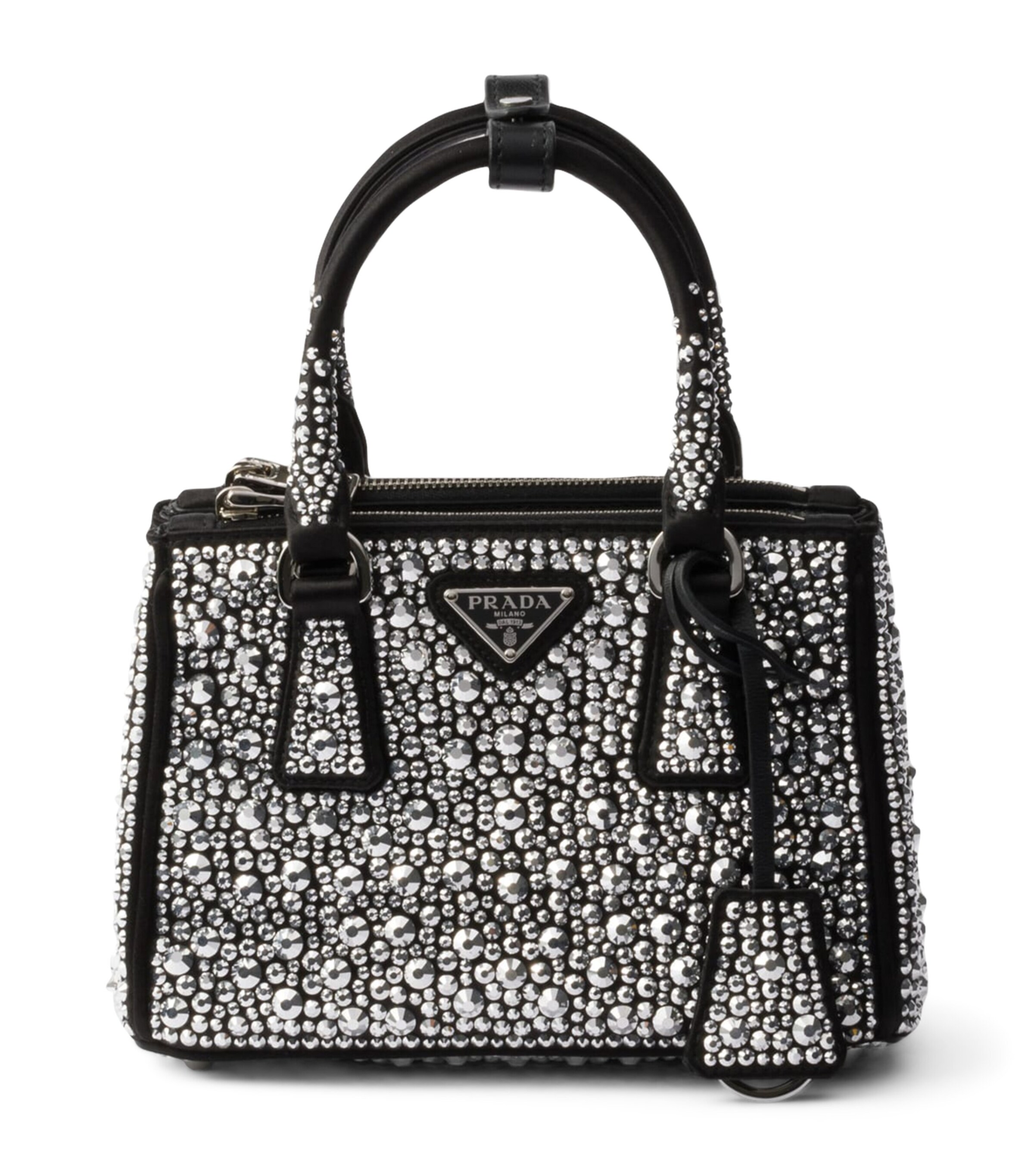 Prada Micro Satin Crystal-Embellished Galleria Top-Handle Bag Image 1