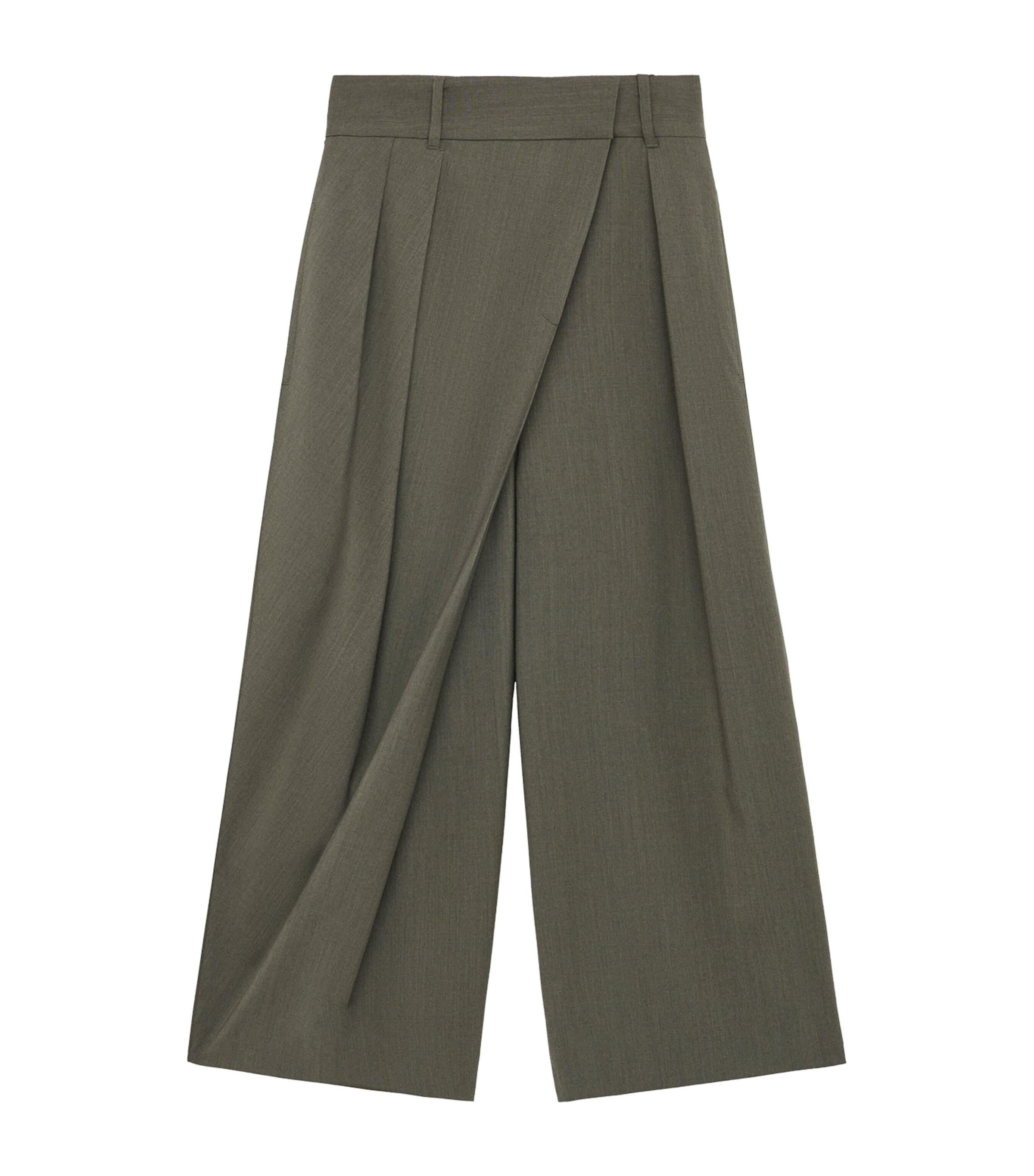 Loewe Wool Cropped Wrap Trousers In Green