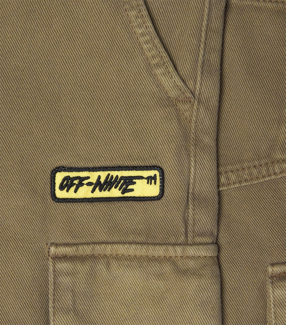 Off-White Kids Cotton Diagonal Cargo Shorts (4-12+ Years) Martini Olive Image 3