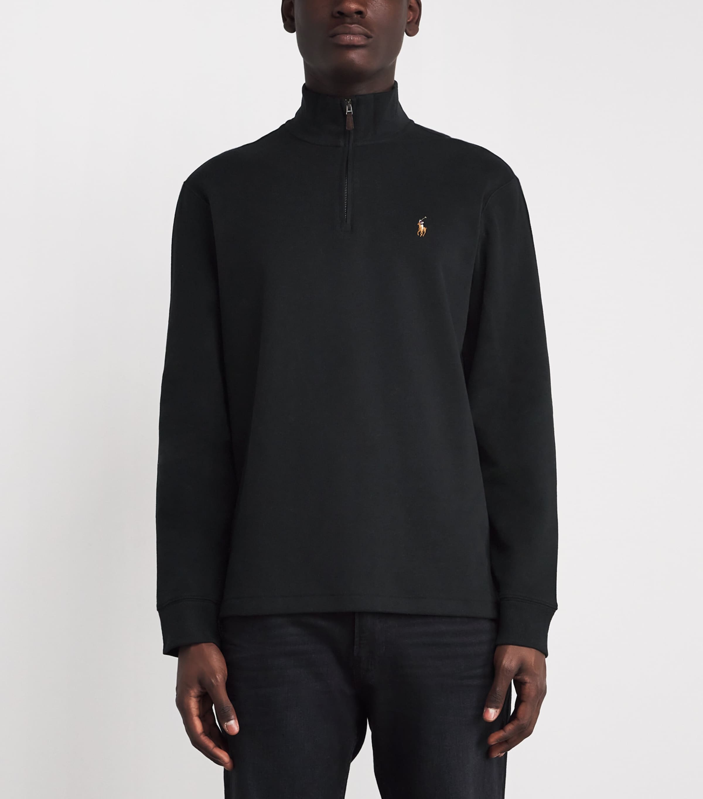 Polo Ralph Lauren Mens Cotton Quarter-Zip Sweater Polo Black Image 3