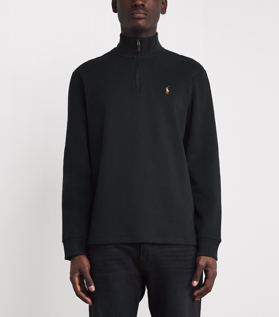 Polo Ralph Lauren Mens Cotton Quarter-Zip Sweater Polo Black Image 3