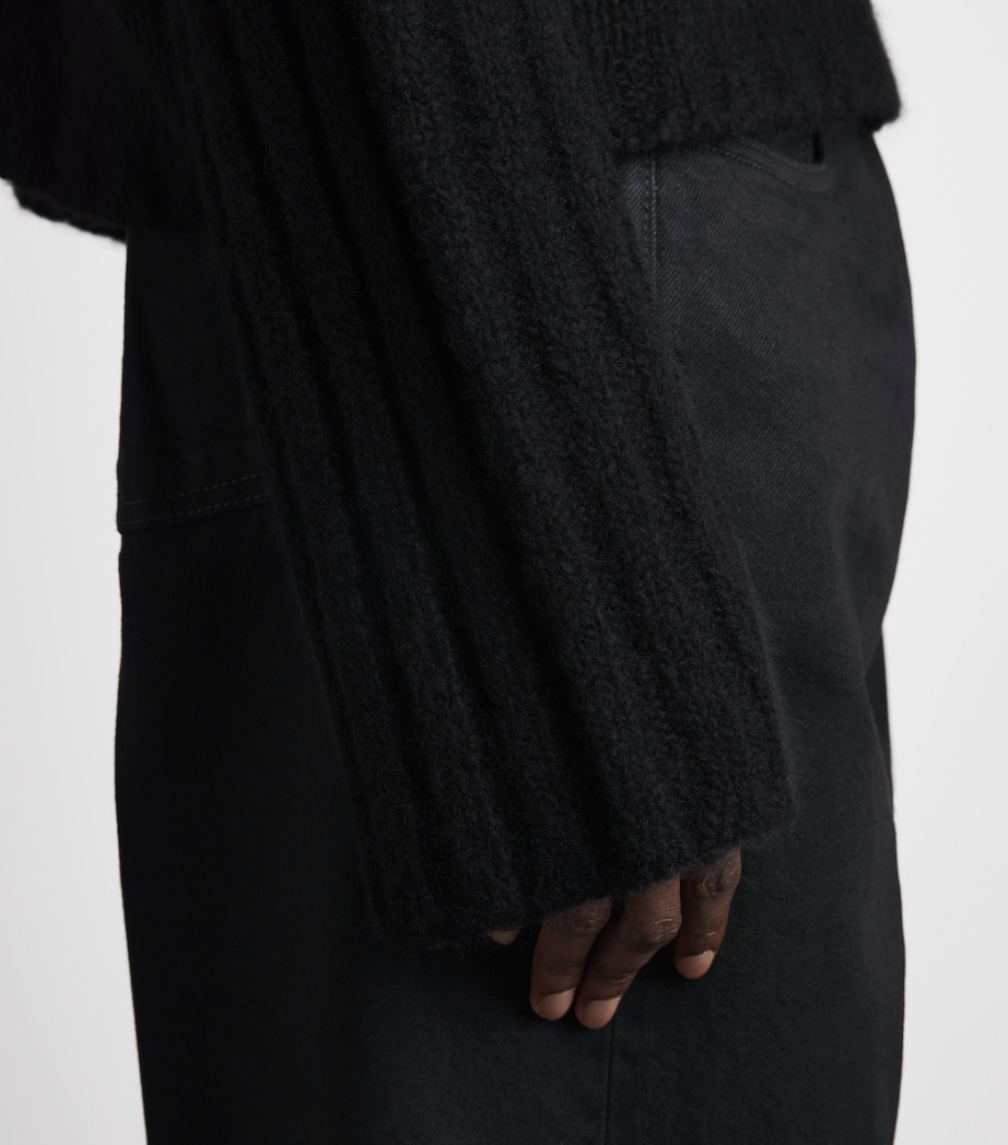 Rick Owens Mens Cashmere-Silk Crew-Neck Sweater Black Image 3
